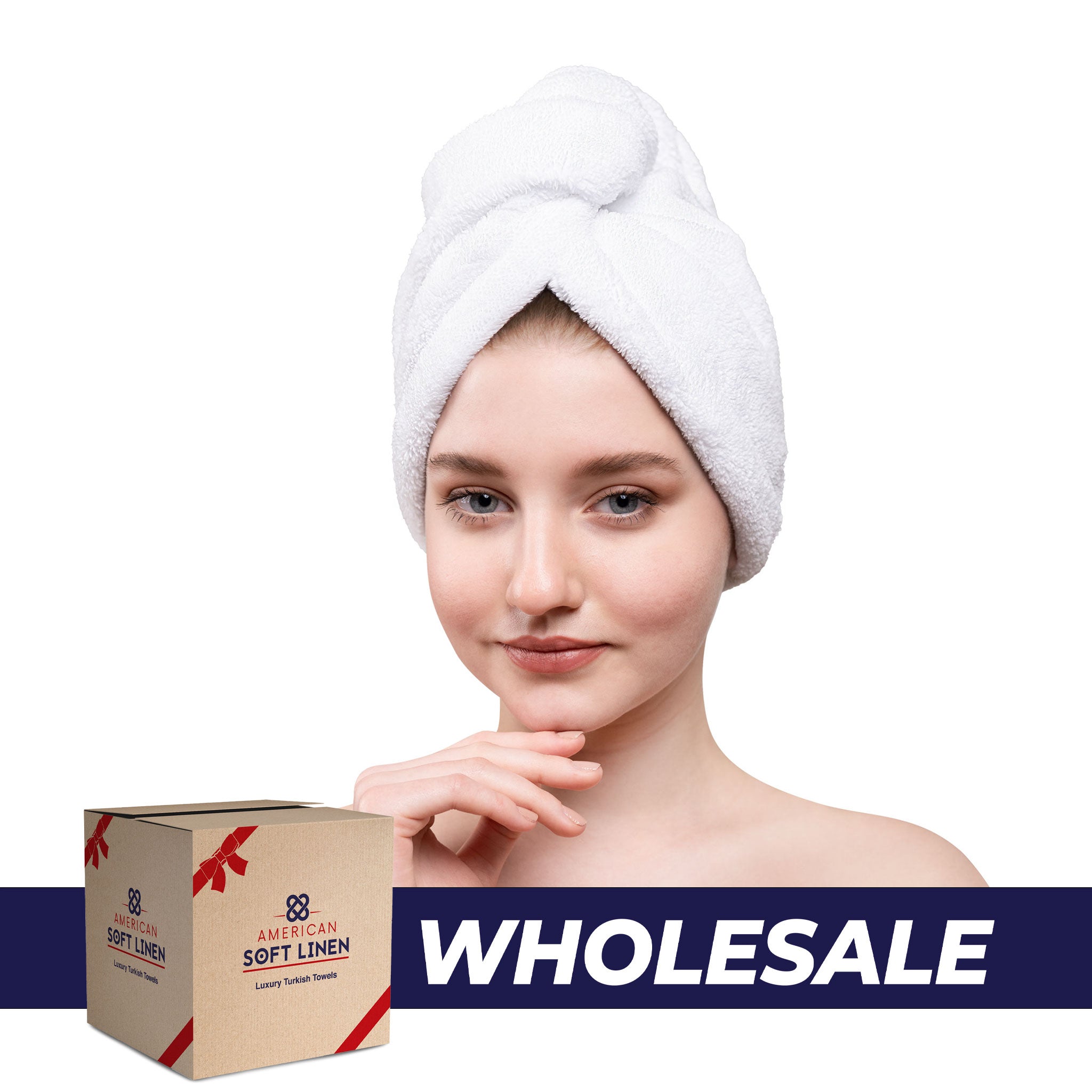 American Soft Linen - Hair Drying Towel - 1-PACKED - 90 Piece Case Pack - White - 0