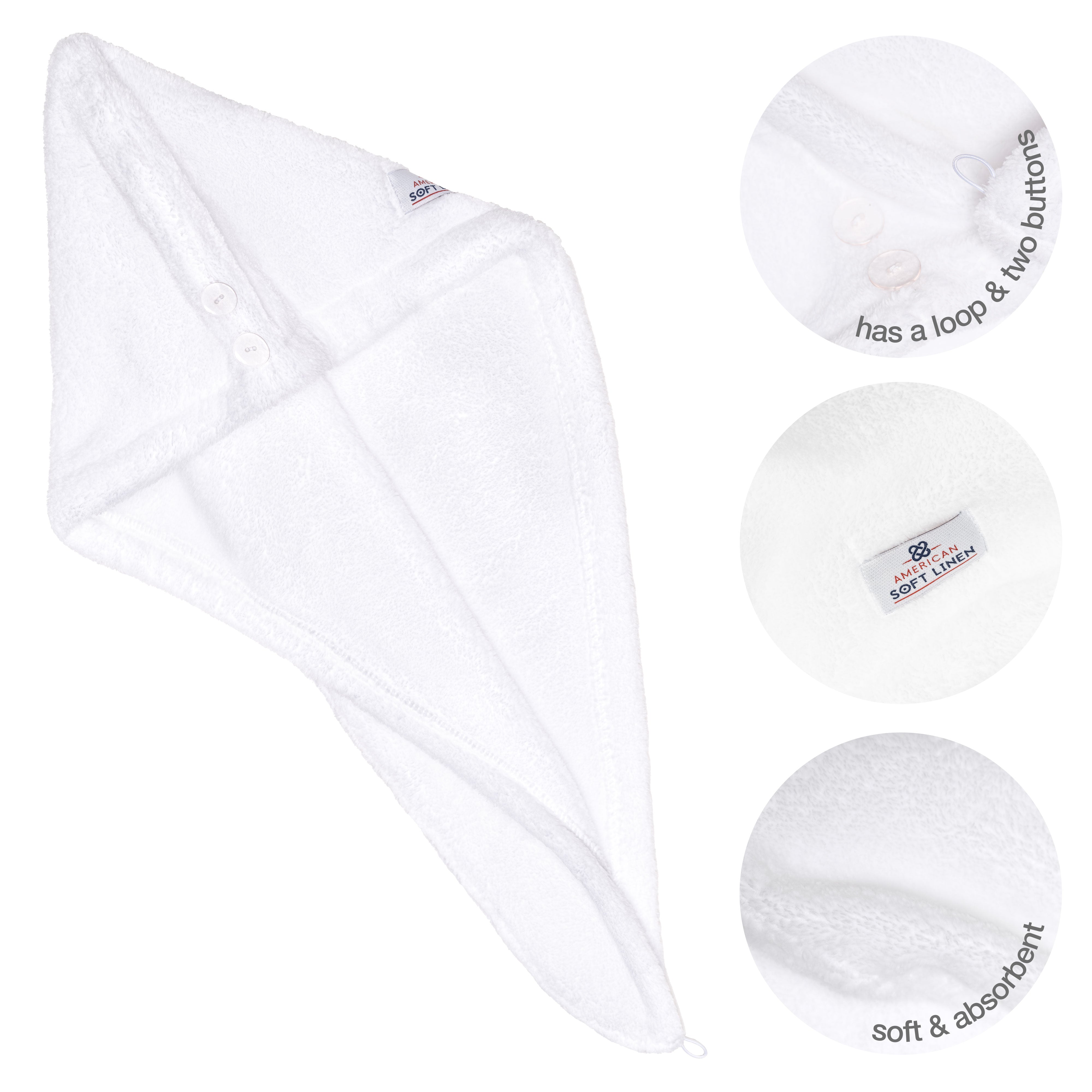 American Soft Linen - Hair Drying Towel - 1-PACKED - 90 Piece Case Pack - White - 5