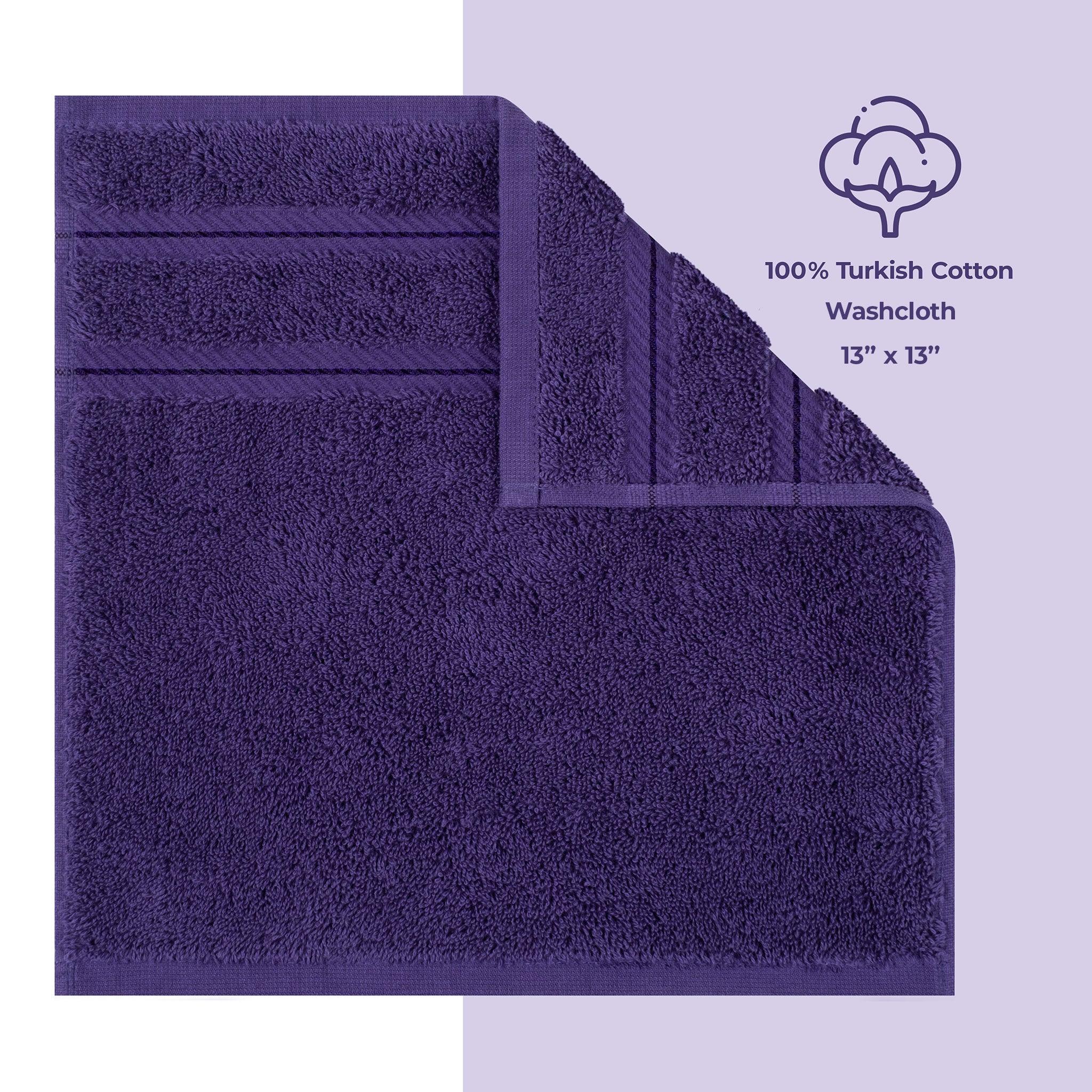 American Soft Linen - Single Piece Turkish Cotton Washcloth Towels - Purple - 1