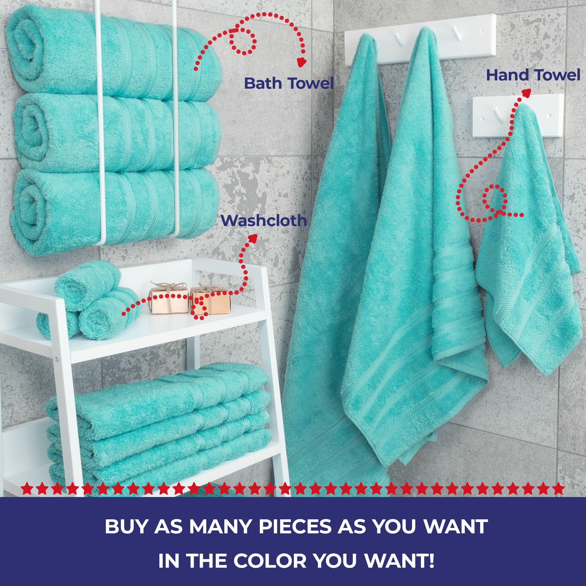 American Soft Linen - Single Piece Turkish Cotton Bath Towels - Turquoise-Blue - 4