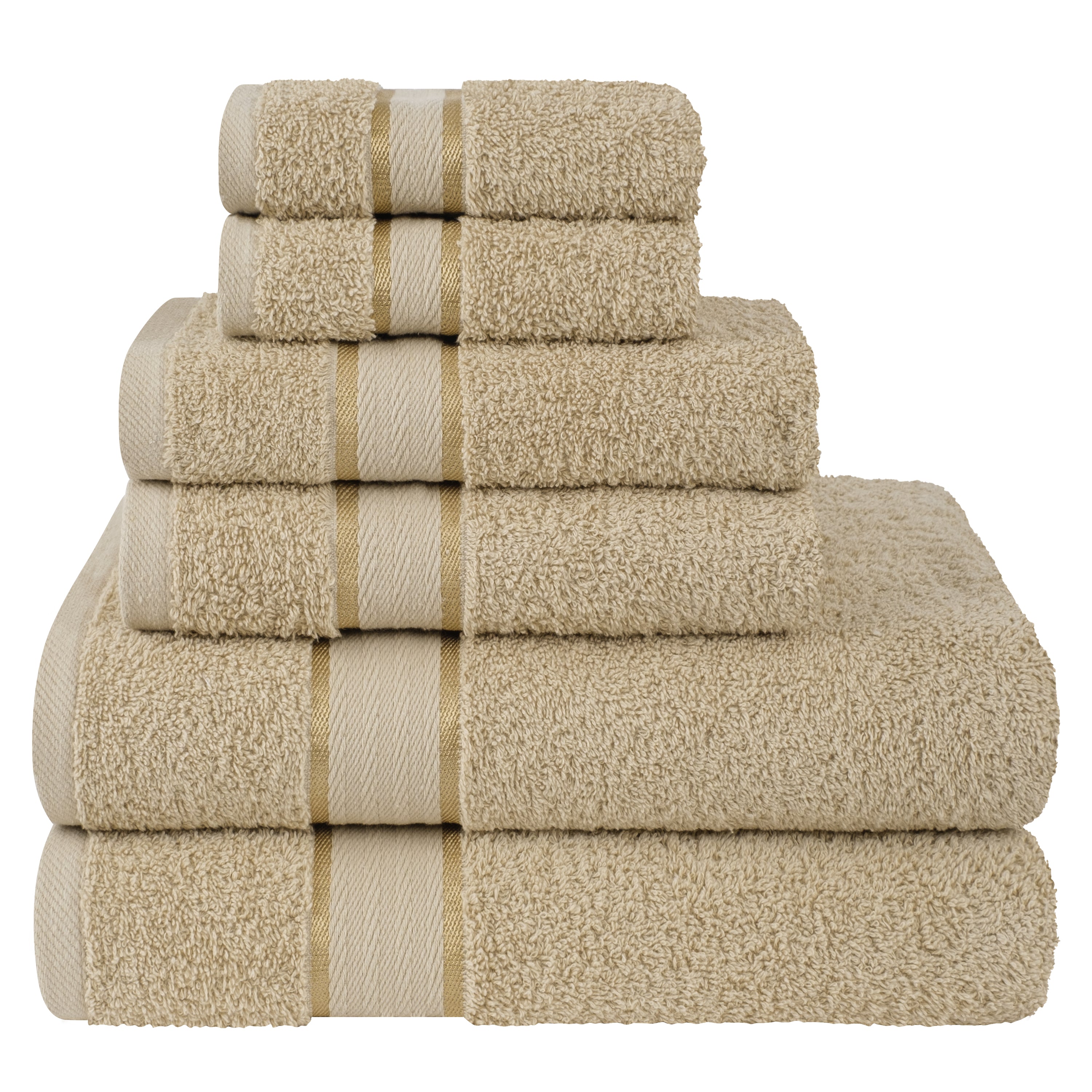 American Soft Linen - Salem 6 Piece Turkish Cotton Luxury Towel Set - Sand-Taupe - 0