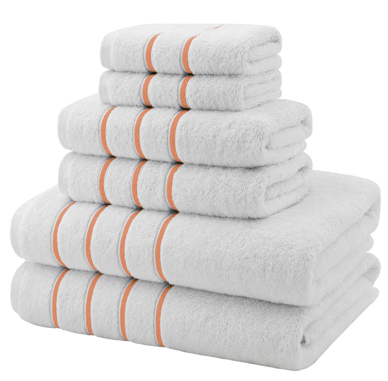 American Soft Linen - Salem 6 Piece Turkish Cotton Luxury Towel Set - Malibu-Peach - 2