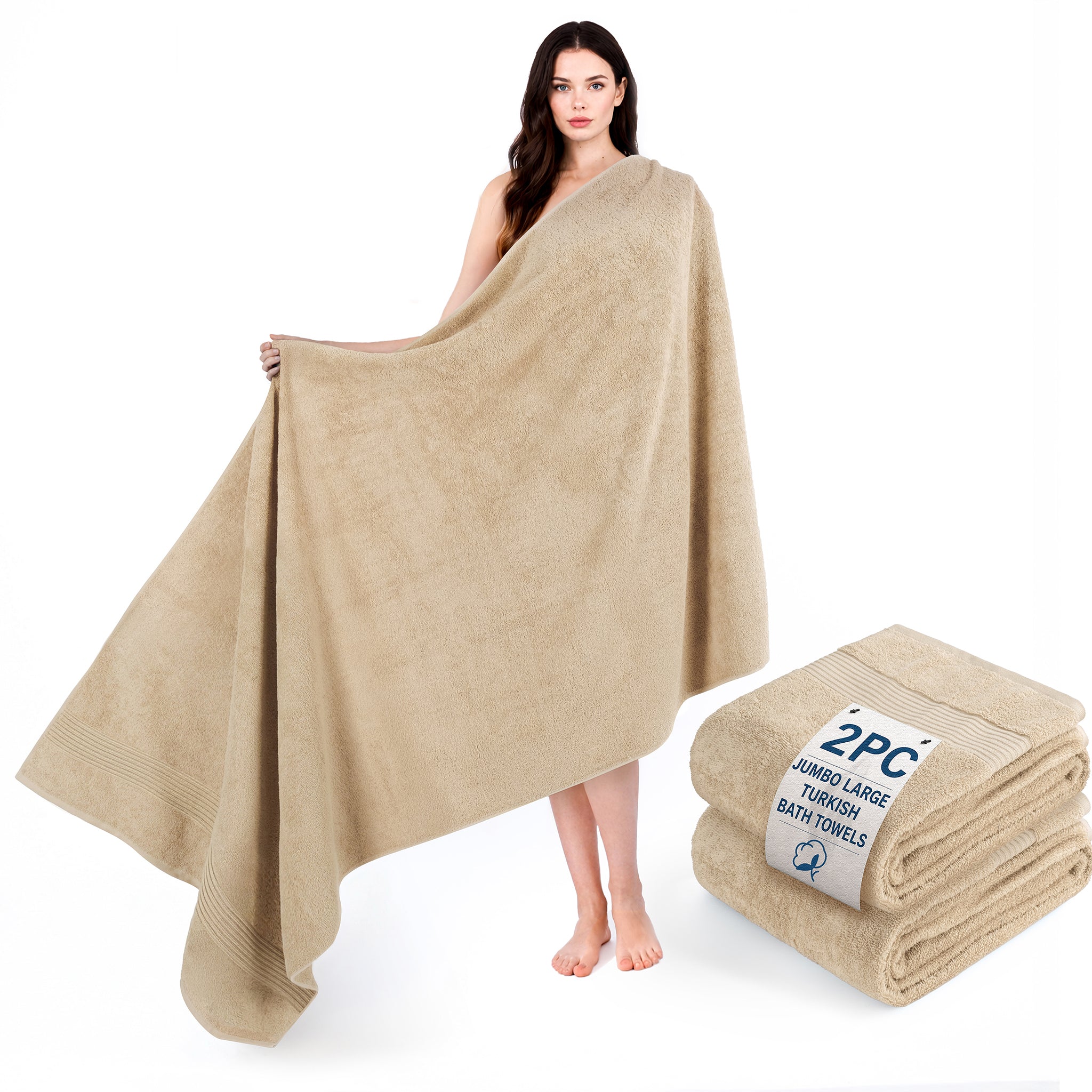 American Soft Linen Bekos 35x70 Inch Jumbo Bath Sheet Set of 2, Wholesale 100% Cotton Turkish Towel Set