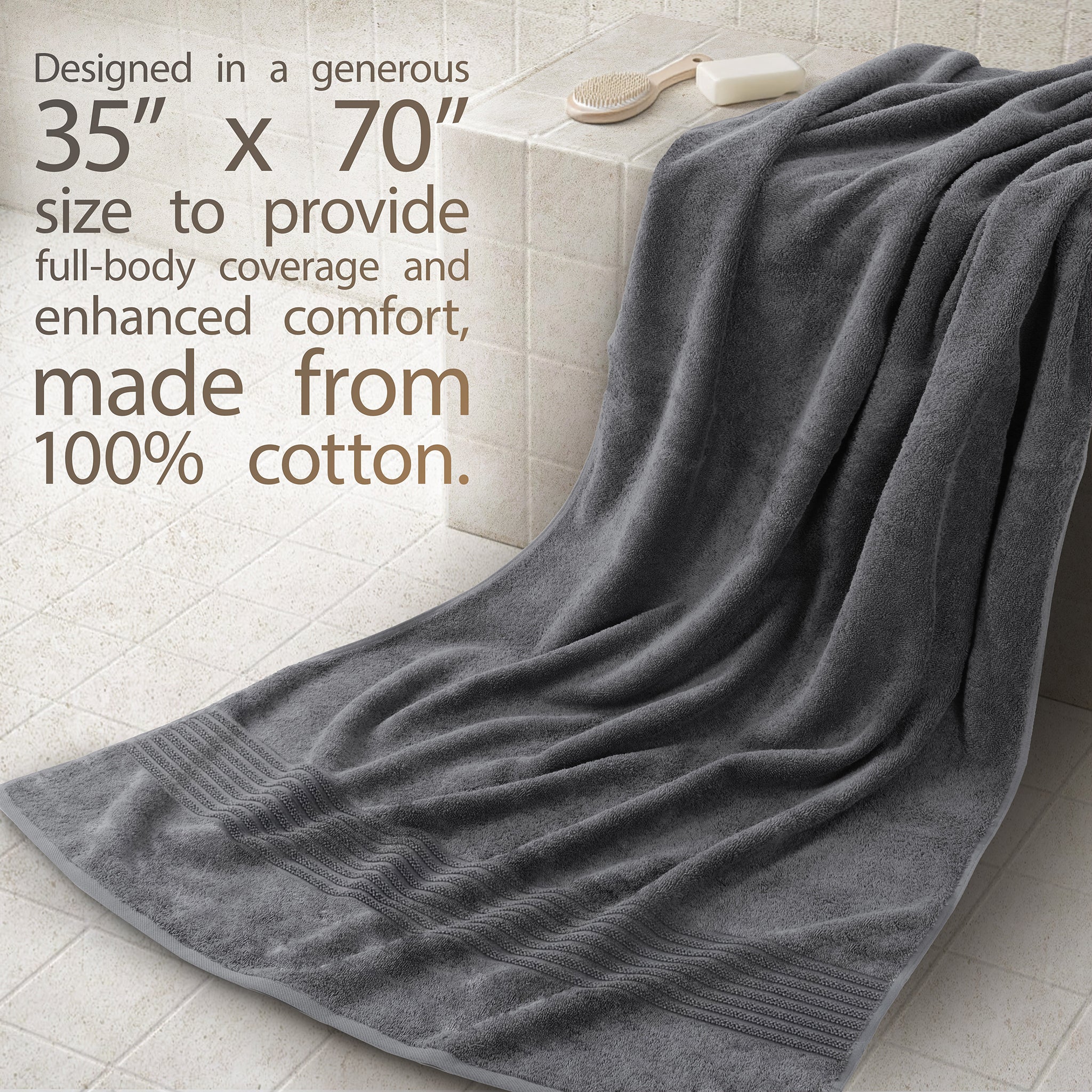 American Soft Linen Bekos 35x70 Inch Jumbo Bath Sheet Set of 2 – Extra Large 100% Cotton Turkish Bath Towels