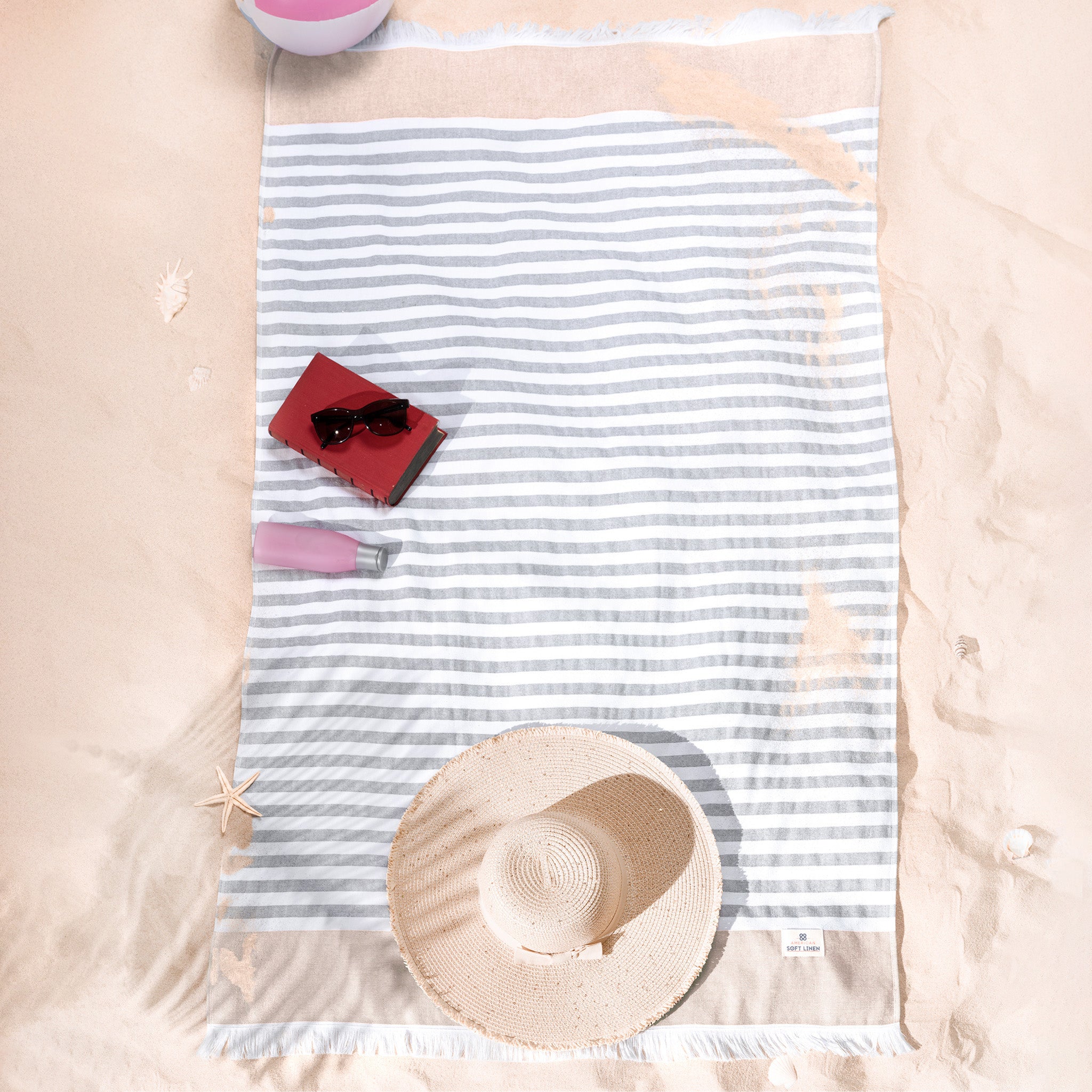 4 Packed Terry Peshtemal and Beach Towel, Mediterranean 100% Cotton Turkish Towels, Premium Peshtemals, 35" x 60", Modern &amp; Traditional Turkish Bath Towels, Brown 7