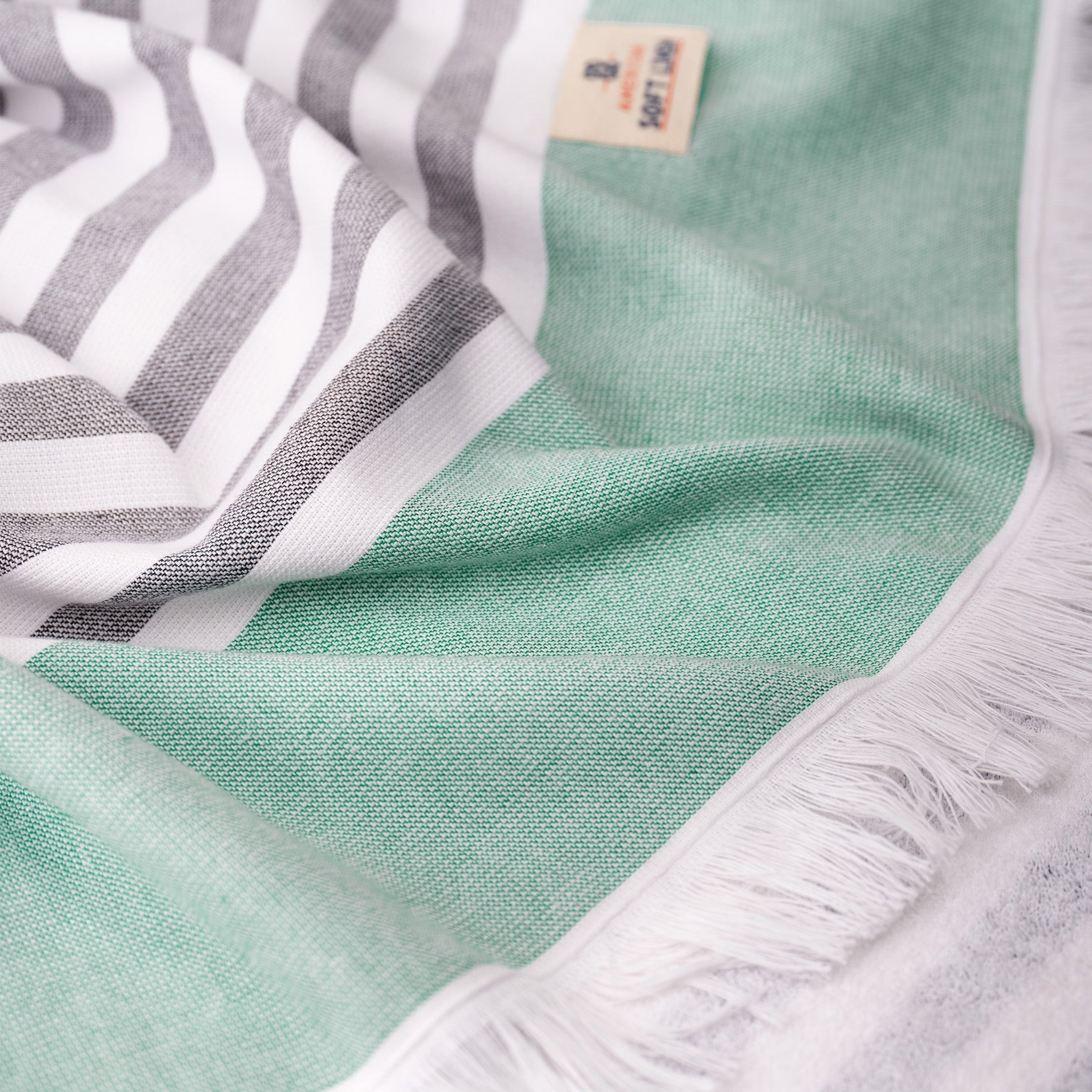 4 Packed Terry Peshtemal and Beach Towel, Mediterranean 100% Cotton Turkish Towels, Premium Peshtemals, 35" x 60", Modern &amp; Traditional Turkish Bath Towels, Green 6