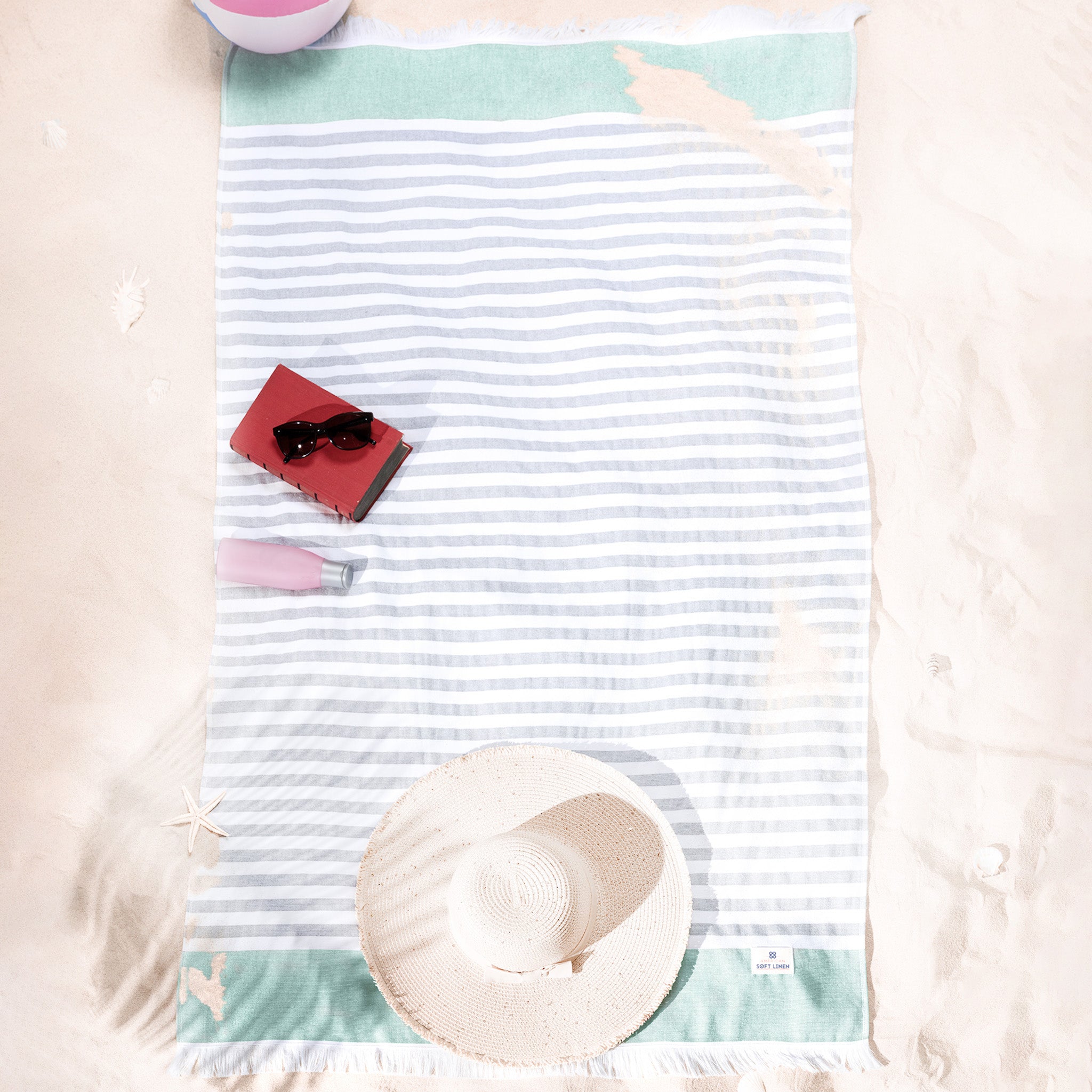 4 Packed Terry Peshtemal and Beach Towel, Mediterranean 100% Cotton Turkish Towels, Premium Peshtemals, 35" x 60", Modern &amp; Traditional Turkish Bath Towels, Green 7