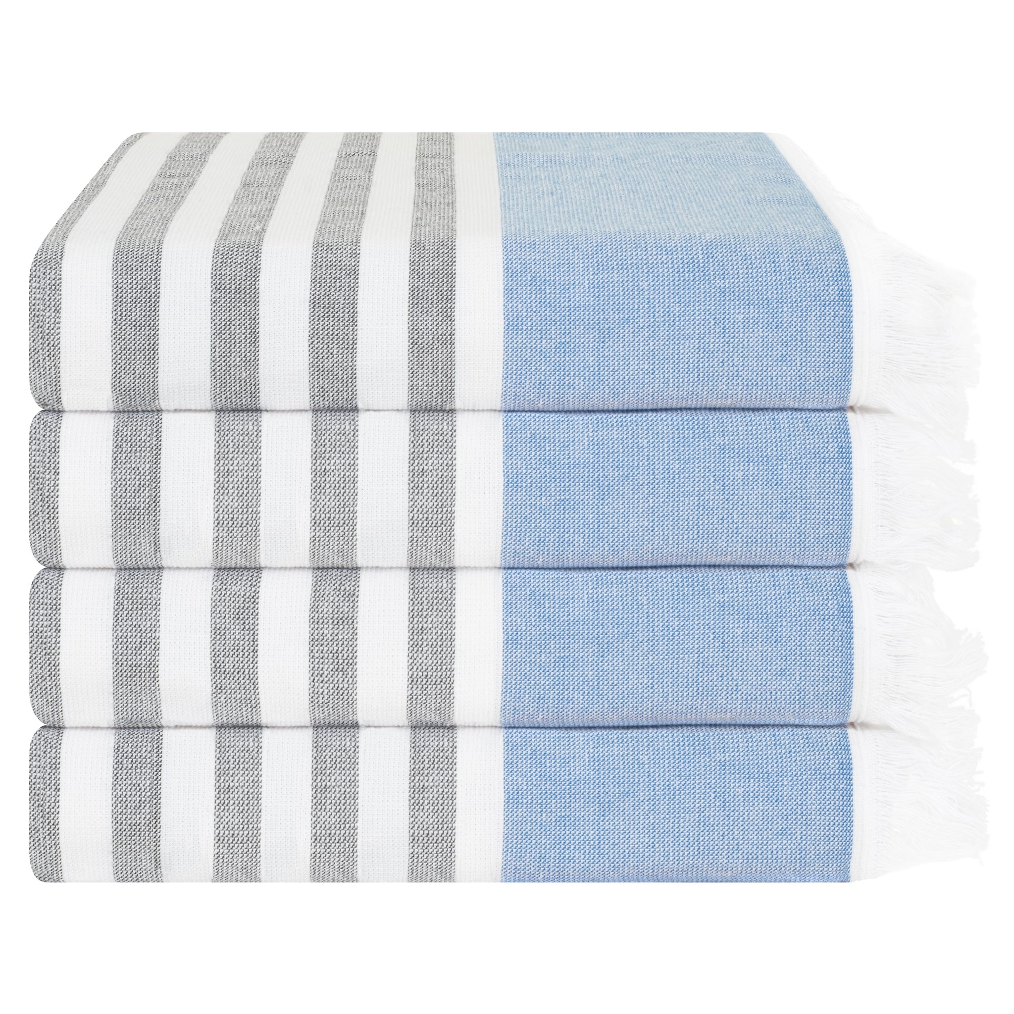 4 Packed Terry Peshtemal and Beach Towel, Mediterranean 100% Cotton Turkish Towels, Premium Peshtemals, 35" x 60", Modern &amp; Traditional Turkish Bath Towels, Navy Blue 3