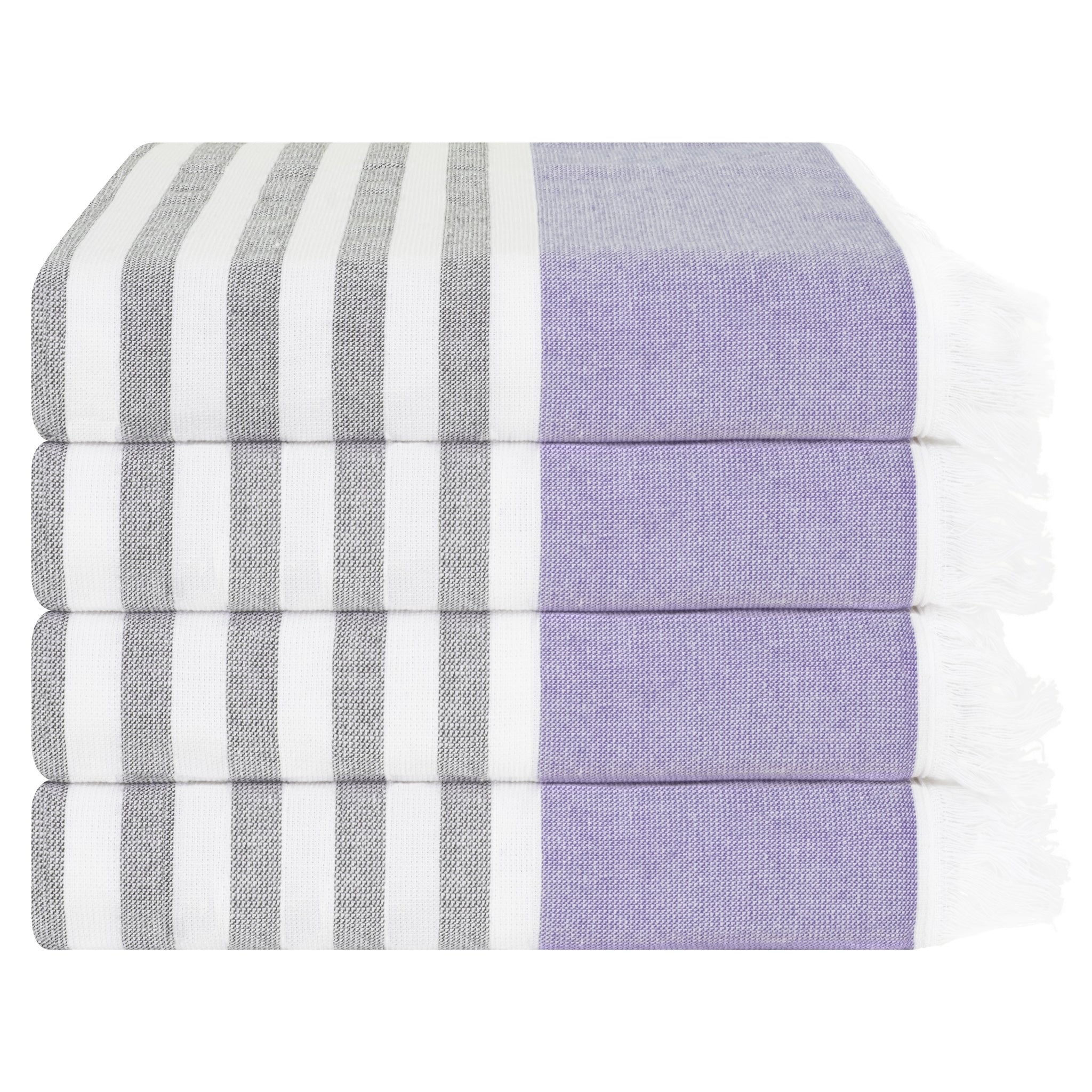 4 Packed Terry Peshtemal and Beach Towel, Mediterranean 100% Cotton Turkish Towels, Premium Peshtemals, 35" x 60", Modern &amp; Traditional Turkish Bath Towels, Purple 3