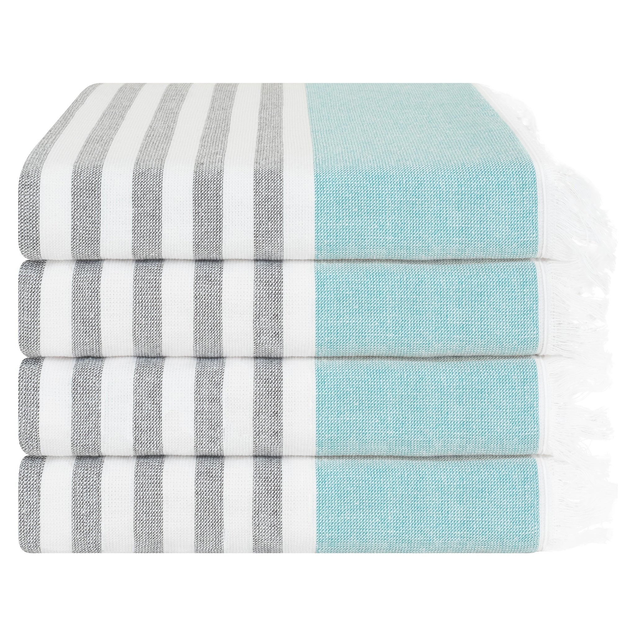 4 Packed Terry Peshtemal and Beach Towel, Mediterranean 100% Cotton Turkish Towels, Premium Peshtemals, 35" x 60", Modern &amp; Traditional Turkish Bath Towels, Sky Blue 3