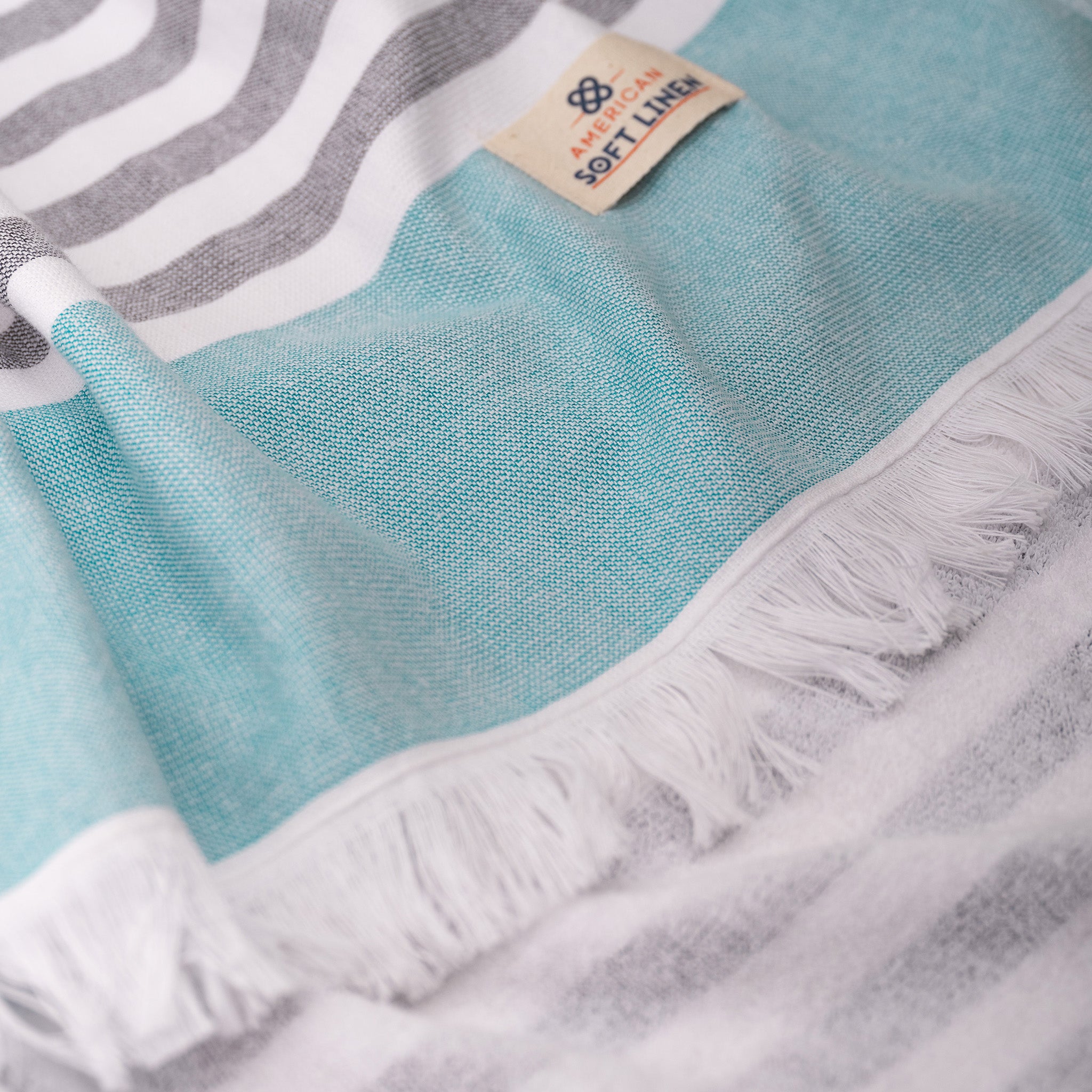 4 Packed Terry Peshtemal and Beach Towel, Mediterranean 100% Cotton Turkish Towels, Premium Peshtemals, 35" x 60", Modern &amp; Traditional Turkish Bath Towels, Sky Blue 6