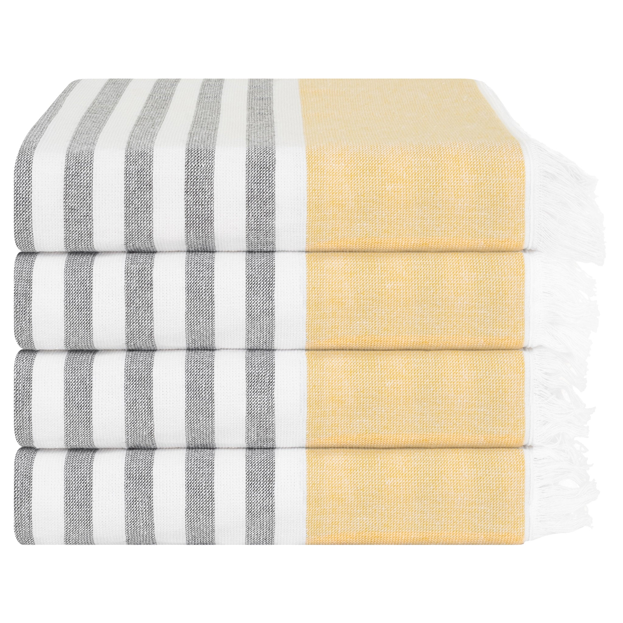 4 Packed 100% Cotton Terry Peshtemal & Beach Towel Yellow-01
