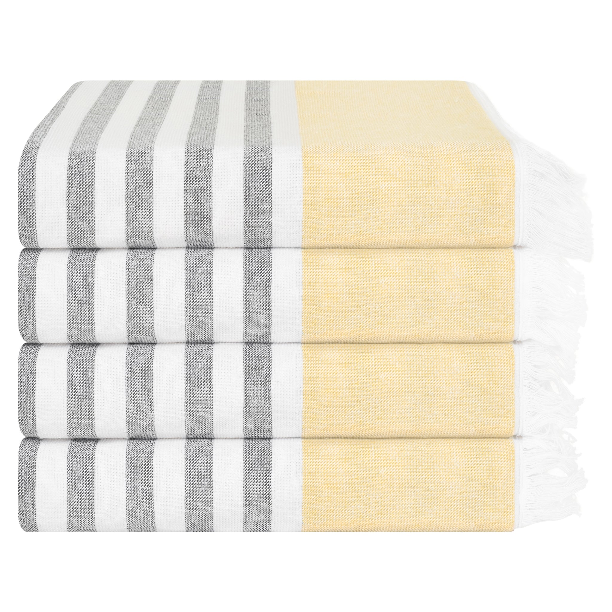 4 Packed Terry Peshtemal and Beach Towel, Mediterranean 100% Cotton Turkish Towels, Premium Peshtemals, 35" x 60", Modern &amp; Traditional Turkish Bath Towels, Yellow 3