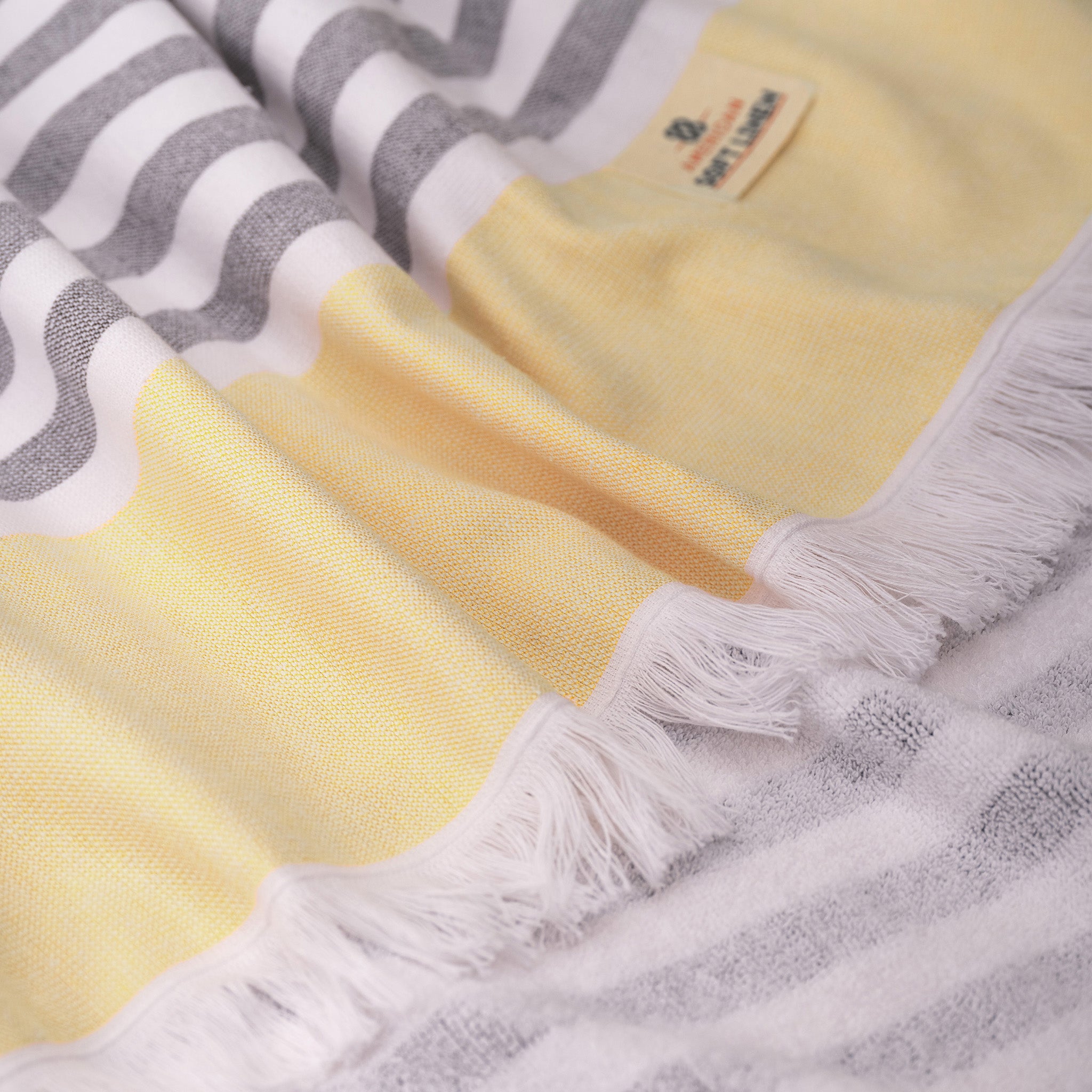 4 Packed Terry Peshtemal and Beach Towel, Mediterranean 100% Cotton Turkish Towels, Premium Peshtemals, 35" x 60", Modern &amp; Traditional Turkish Bath Towels, Yellow 6