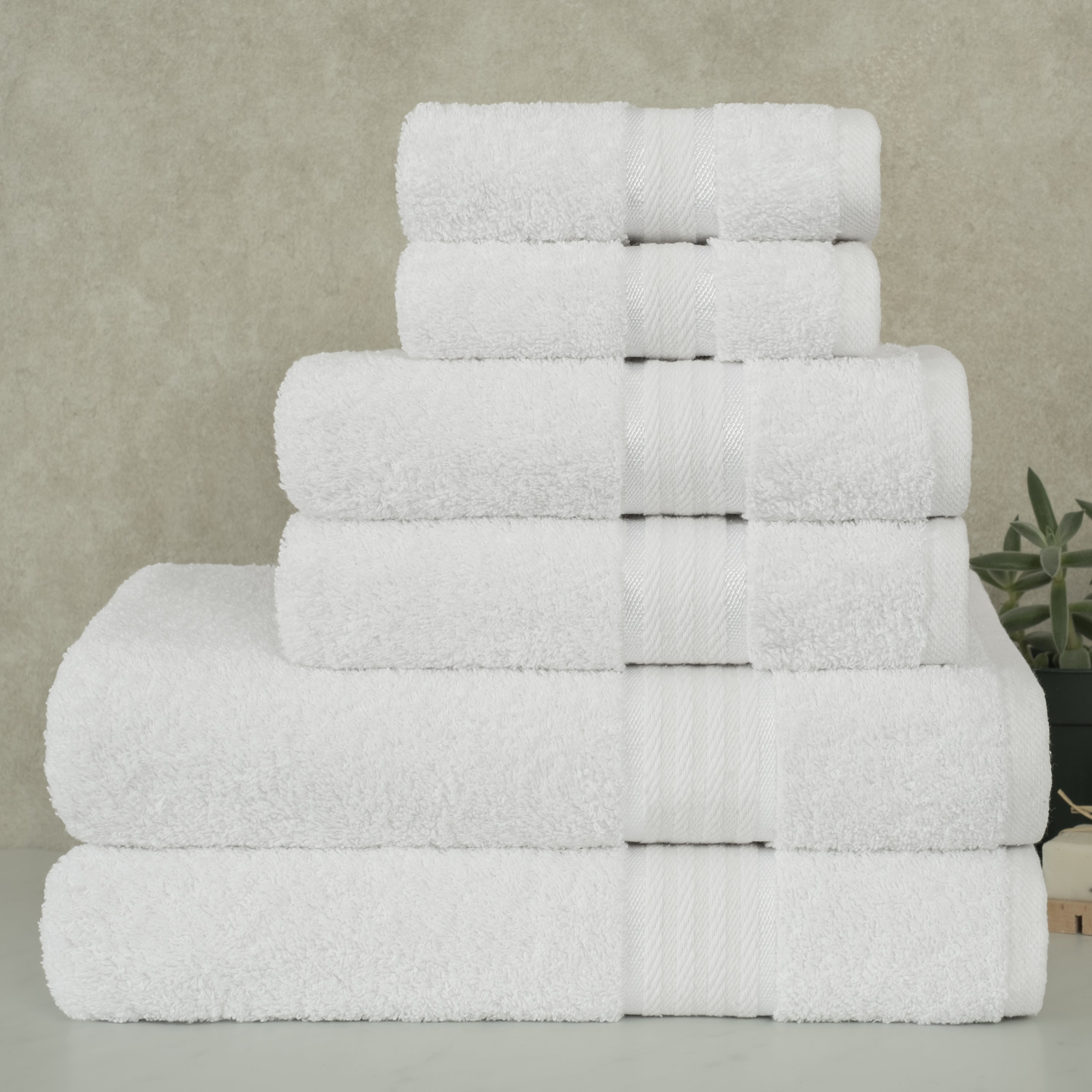 American Soft Linen Salem 6 Piece Bath Towel Set, 100% Turkish Combed Cotton, Sand Taupe, Beige