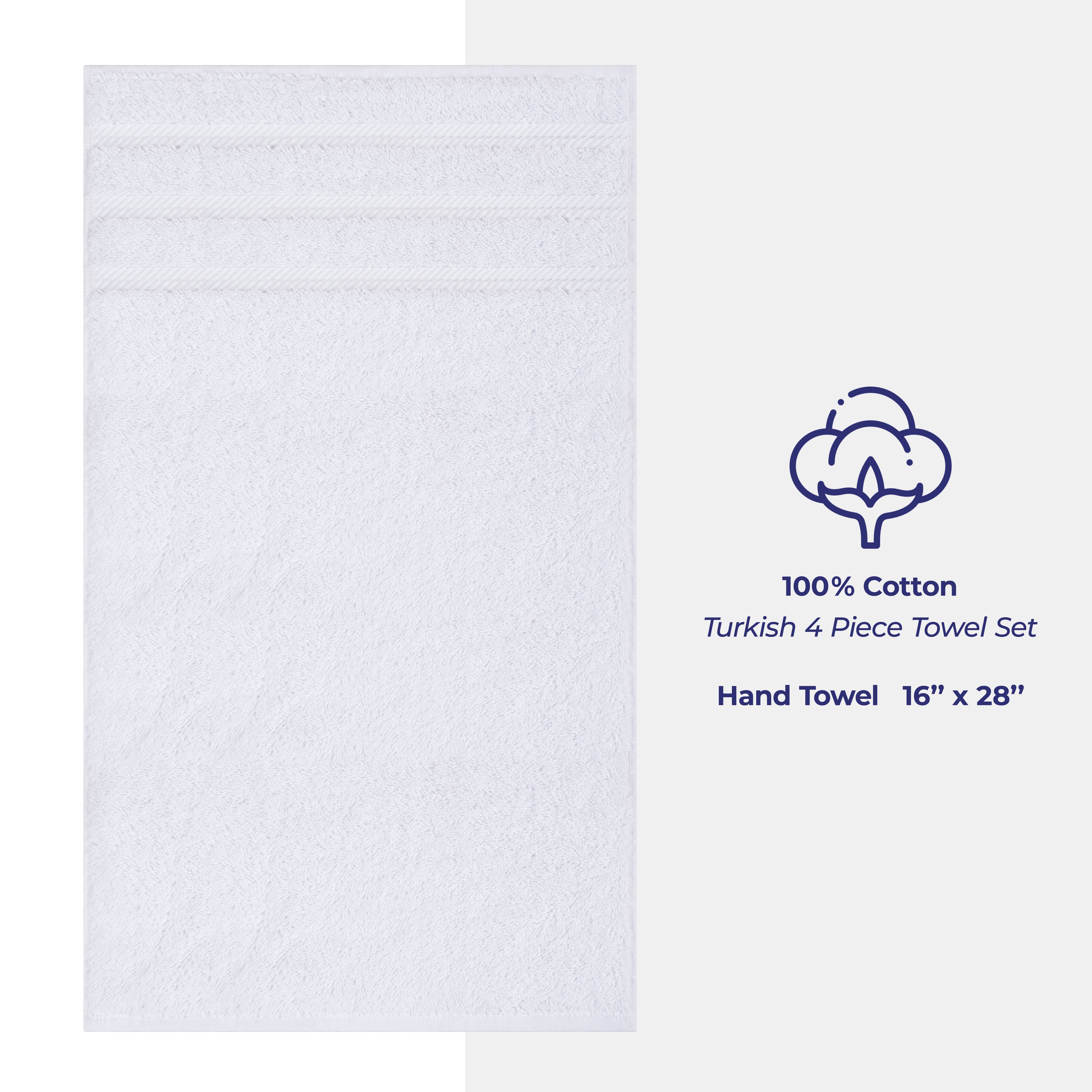 American Soft Linen 100%  Cotton Turkish Towels, 4 Pack Hand Towel Set, Super Soft, Absorbent, Quick Dry Premium Towels