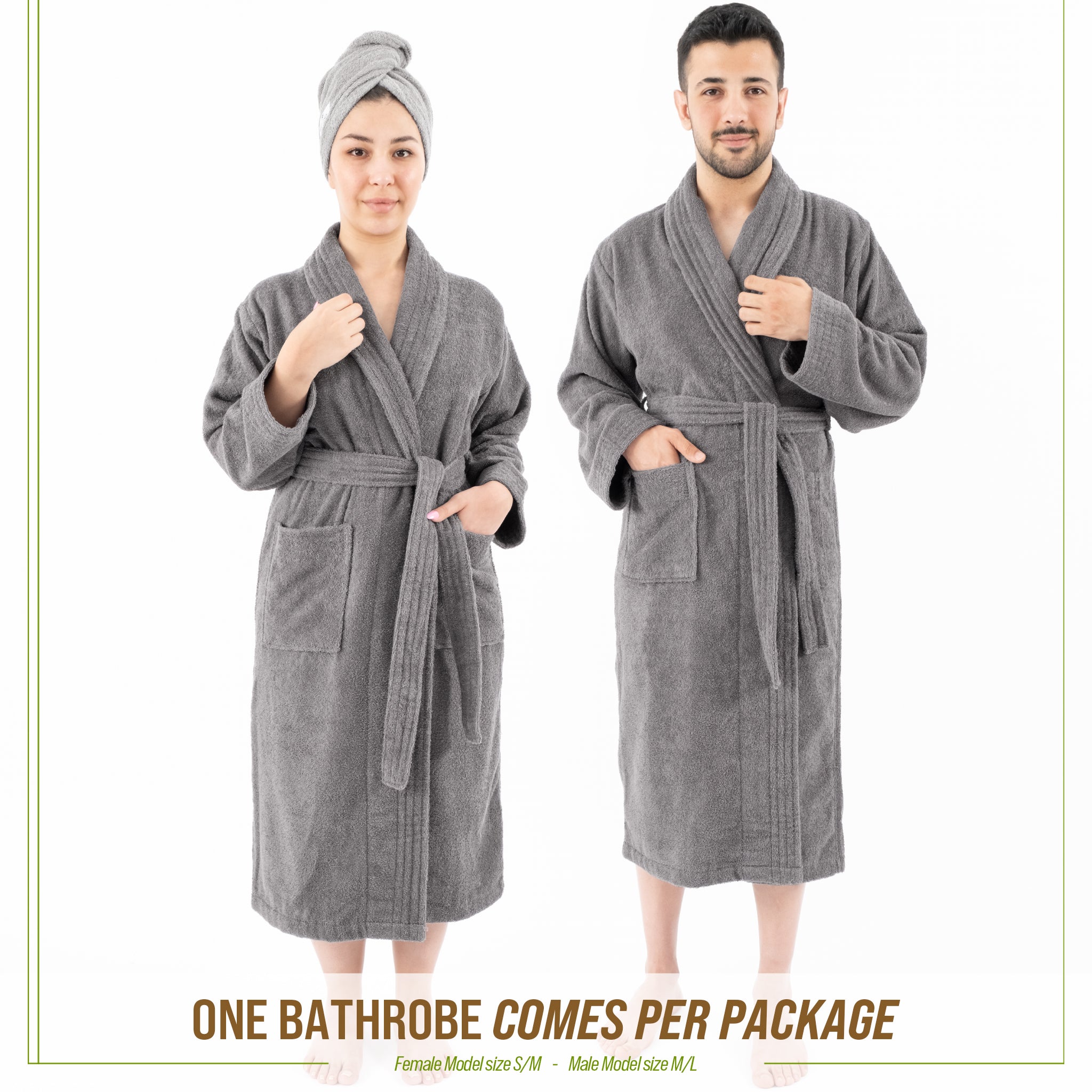 American Soft Linen 100% Cotton Bathrobes for Women and Men, Soft, Lightweight, Gray L-XL, 3