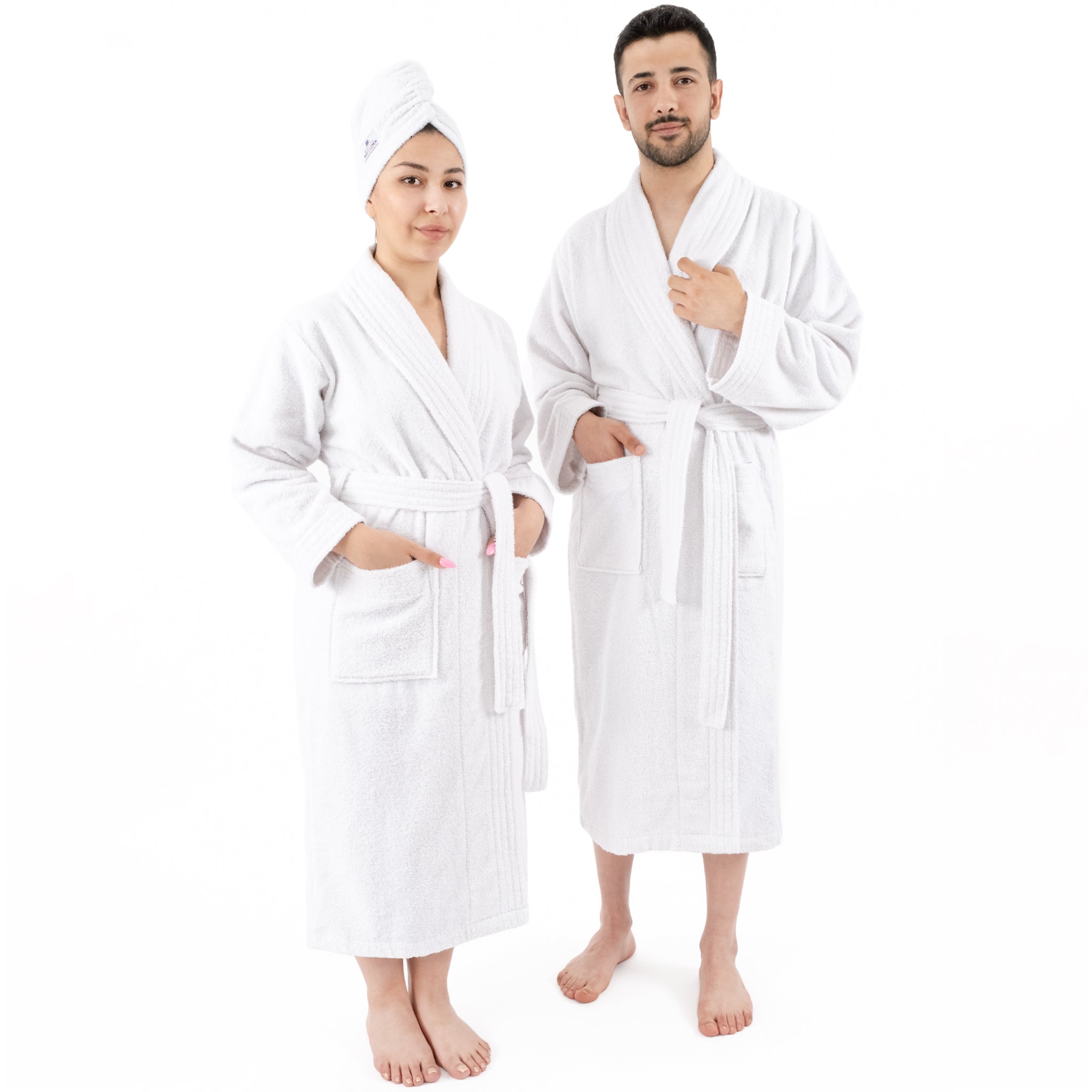 American Soft Linen 100% Cotton Bathrobes for Women and Men, Soft, Lightweight, Wholesale Bathrobes White L-XL, 1