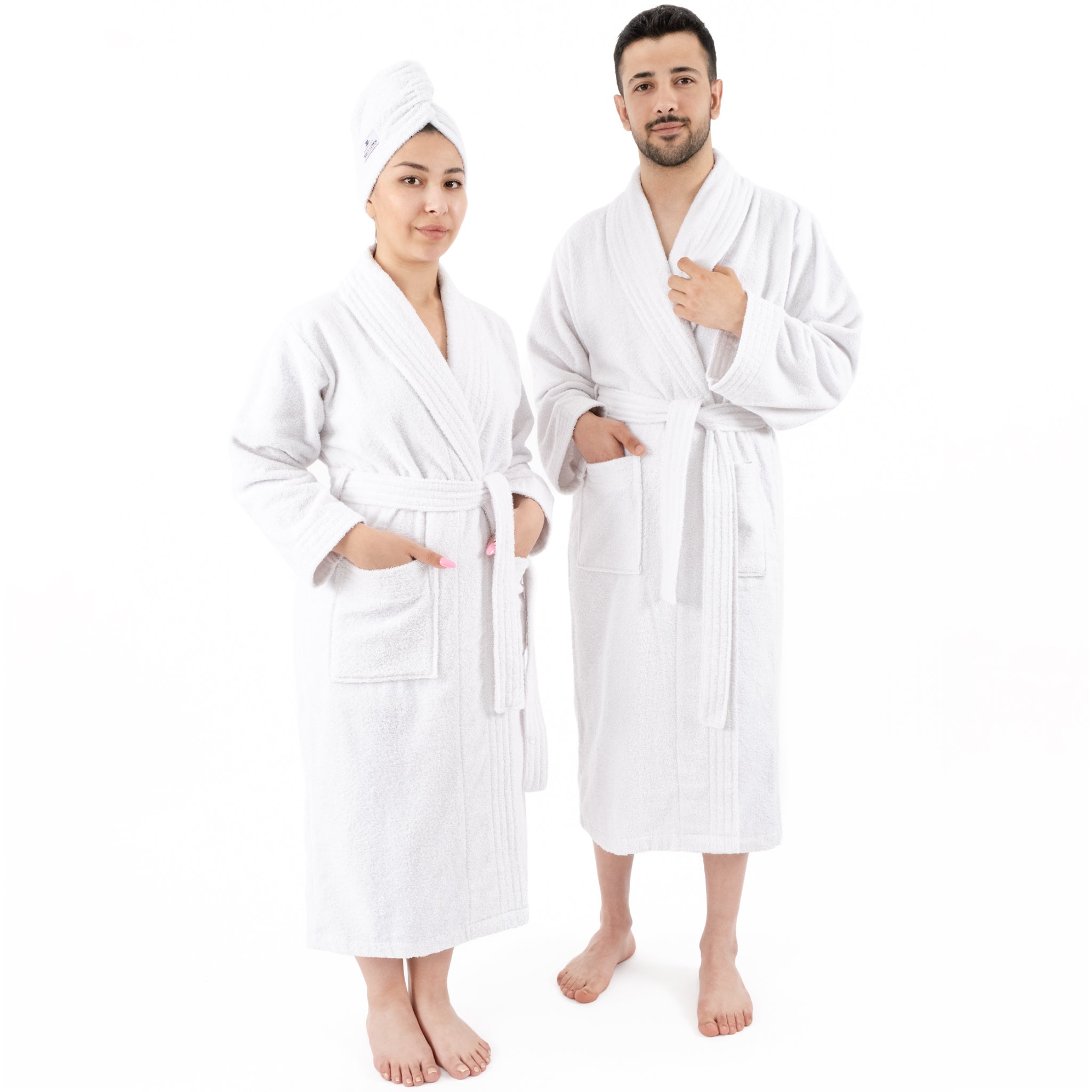American Soft Linen 100% Cotton Bathrobes for Women and Men, Soft, Lightweight, Wholesale Bathrobes White S-M, 1