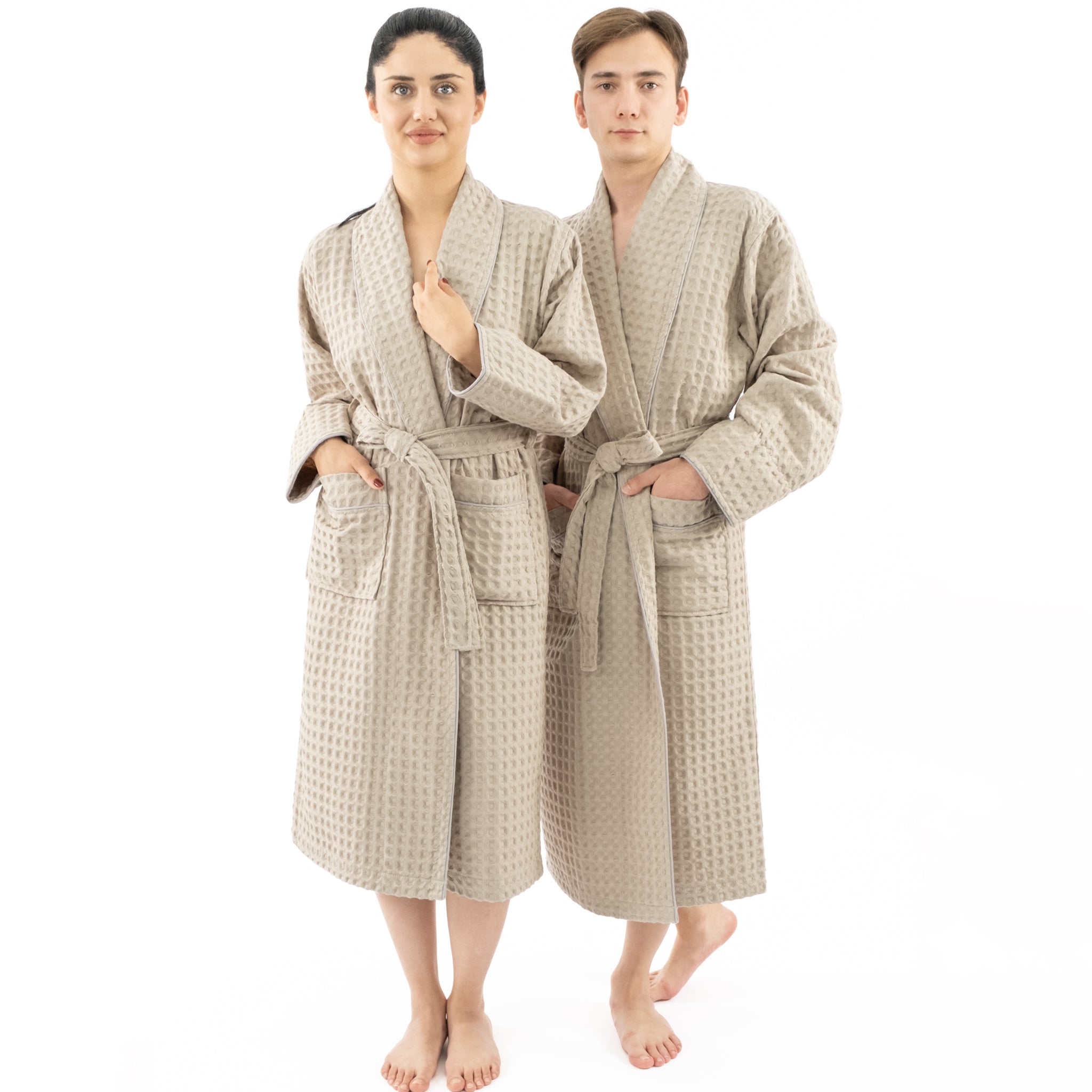 American Soft Linen 100% Cotton Waffle Robes for Women and Men, Unisex Waffle Kimono Lounging Bathrobe, 1 Piece Waffle Robe for Couples After Shower