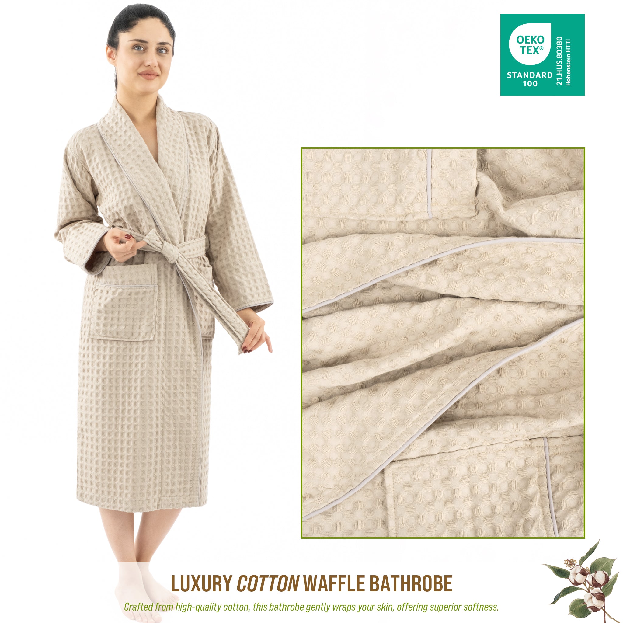 American Soft Linen 100% Cotton Waffle Robes for Women and Men, Unisex Waffle Kimono Lounging Bathrobe, 1 Piece Waffle Robe for Couples After Shower