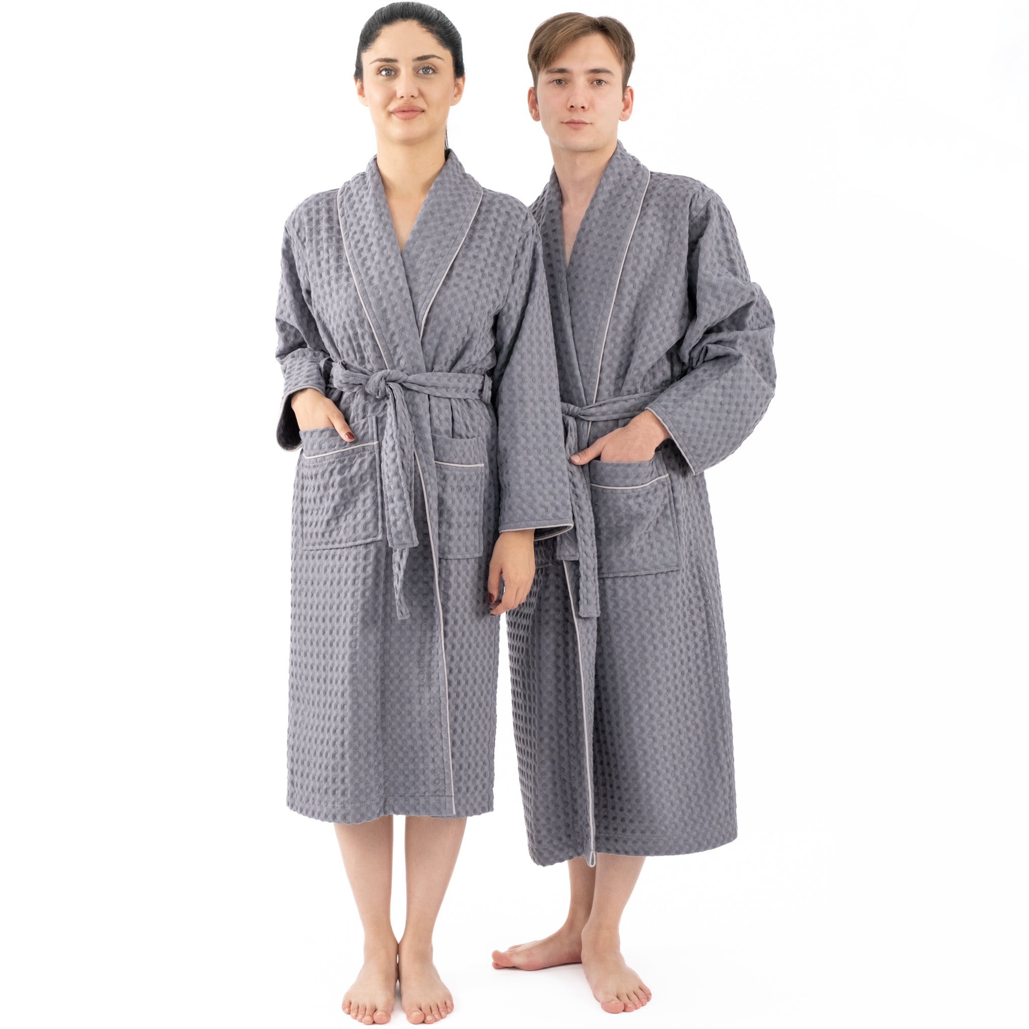 American Soft Linen 100% Cotton Waffle Robes for Women and Men, Unisex Waffle Kimono Lounging Bathrobe, 1 Piece Waffle Robe for Couples After Shower