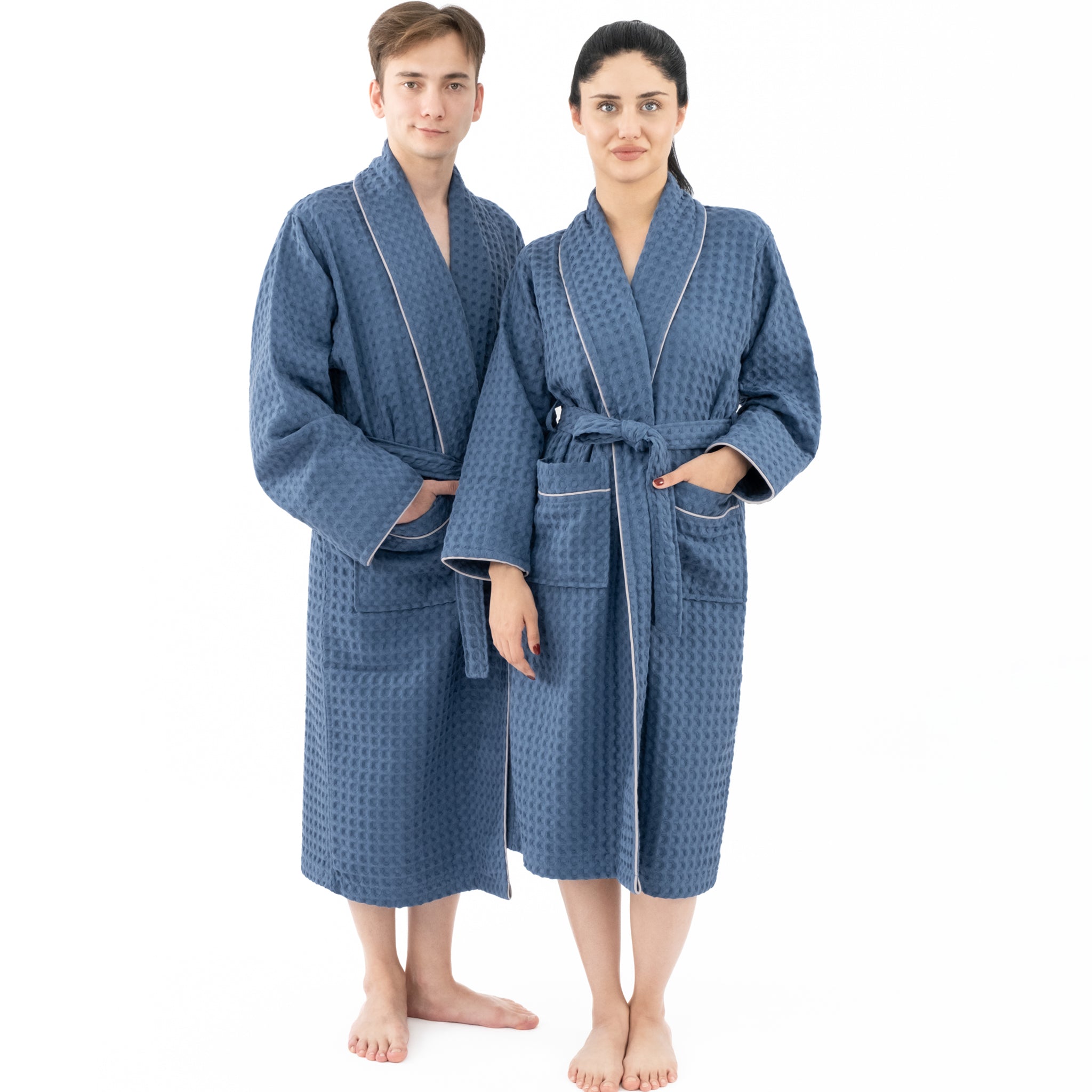 American Soft Linen 100% Cotton Waffle Robes for Women and Men, Unisex Waffle Kimono Lounging Bathrobe, 1 Piece Waffle Robe for Couples After Shower