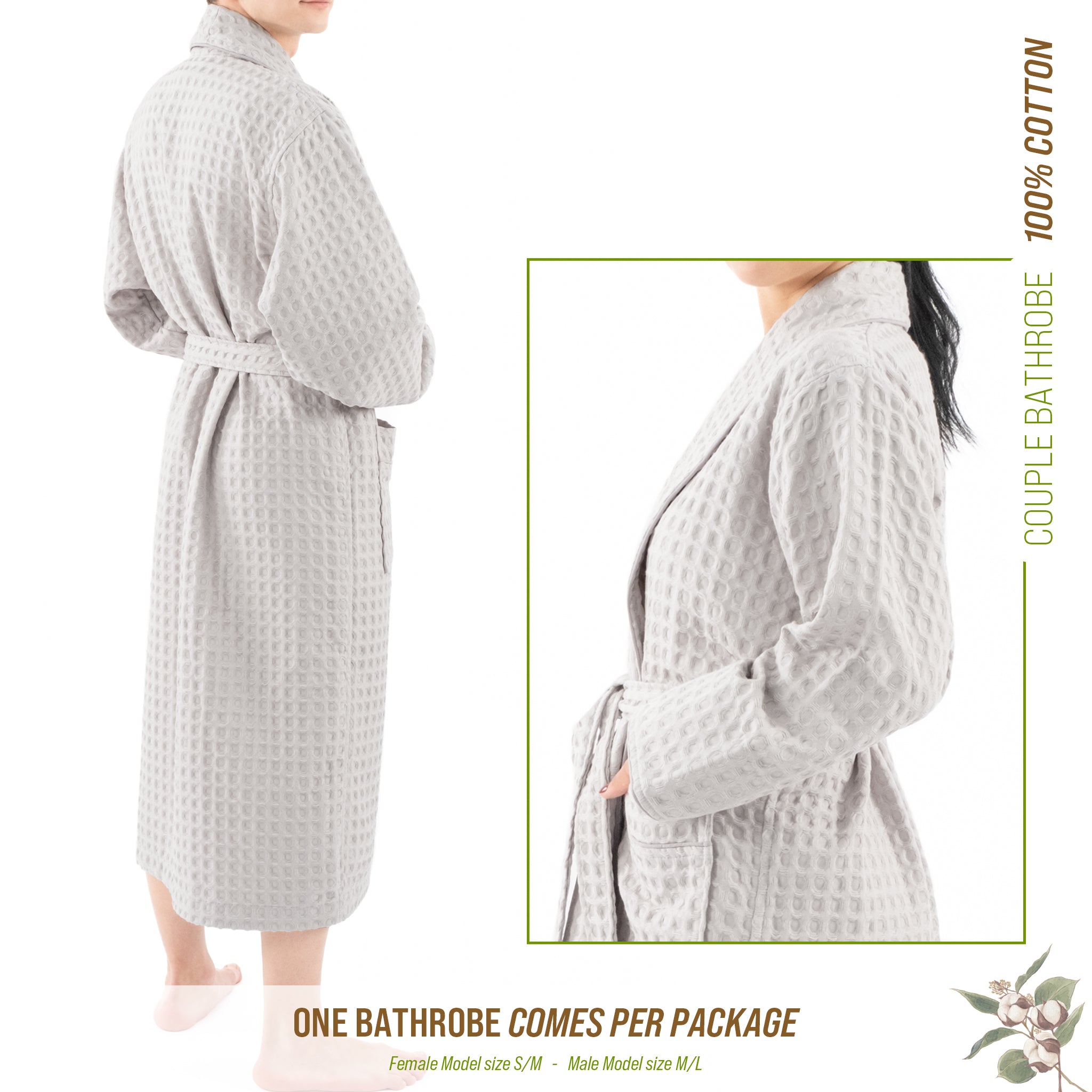 American Soft Linen 100% Cotton Waffle Robes for Women and Men, Unisex Waffle Kimono Lounging Bathrobe, 1 Piece Waffle Robe for Couples After Shower