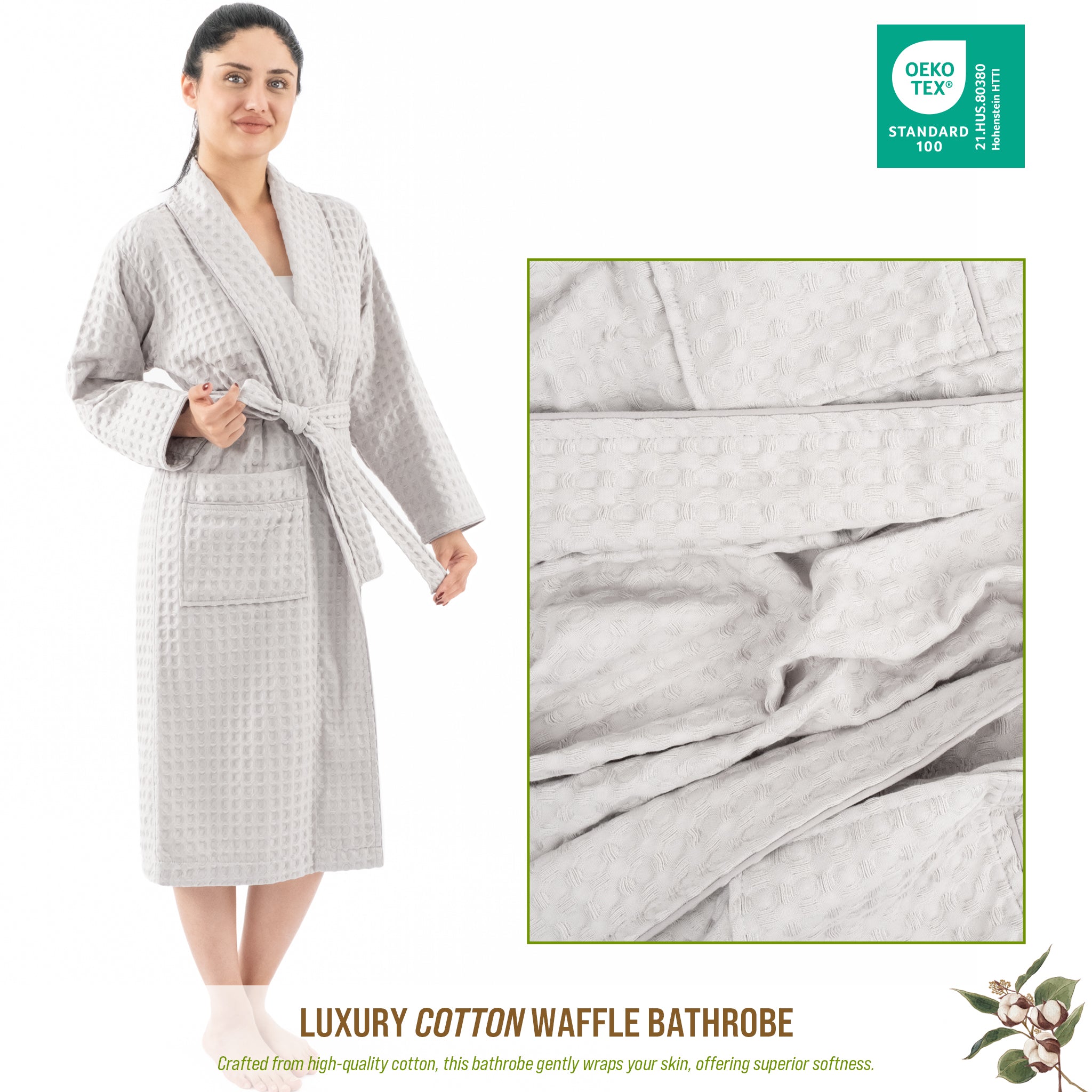 American Soft Linen 100% Cotton Waffle Robes for Women and Men, Unisex Waffle Kimono Lounging Bathrobe, 1 Piece Waffle Robe for Couples After Shower