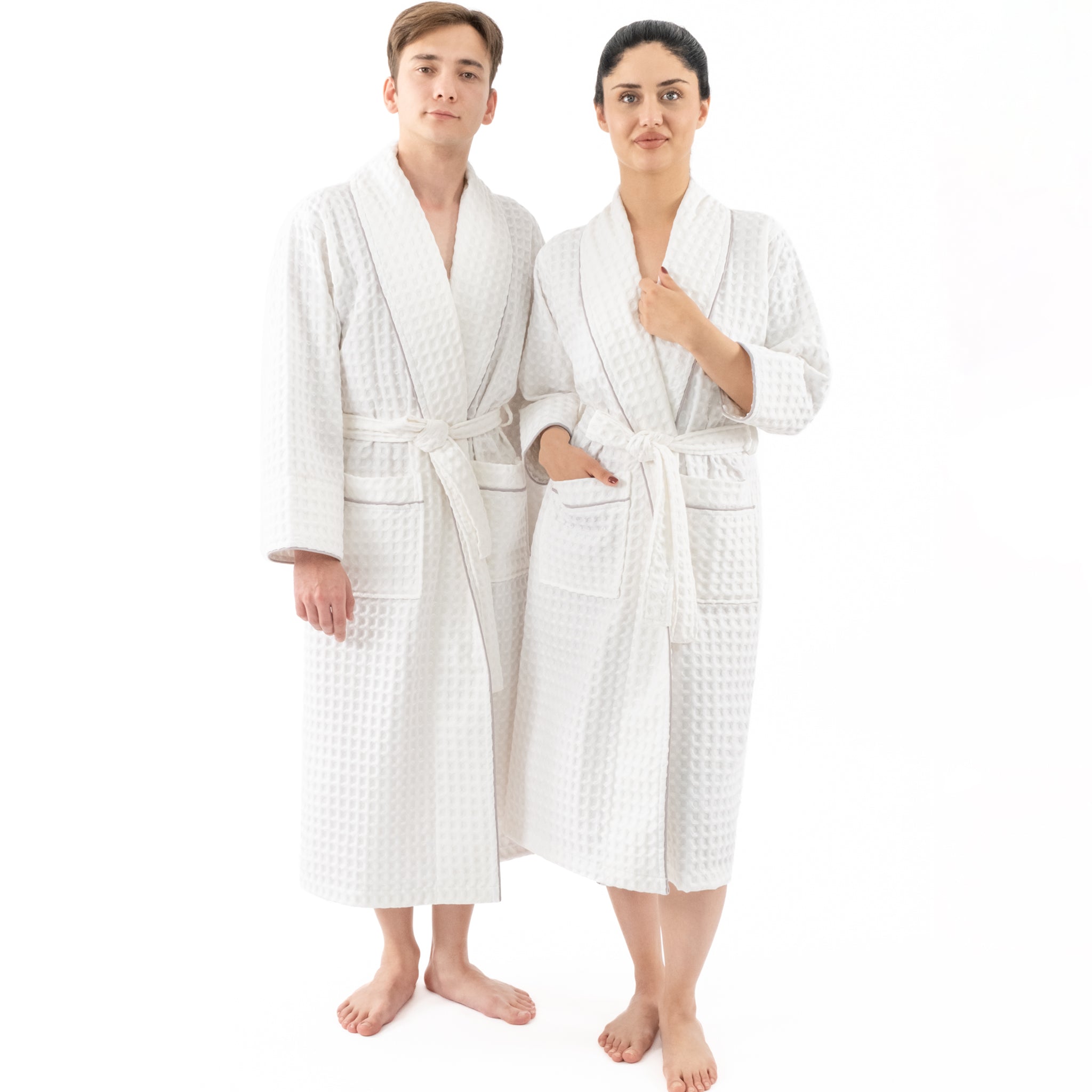 American Soft Linen 100% Cotton Waffle Robes for Women and Men, Unisex Waffle Kimono Lounging Bathrobe, 1 Piece Waffle Robe for Couples After Shower