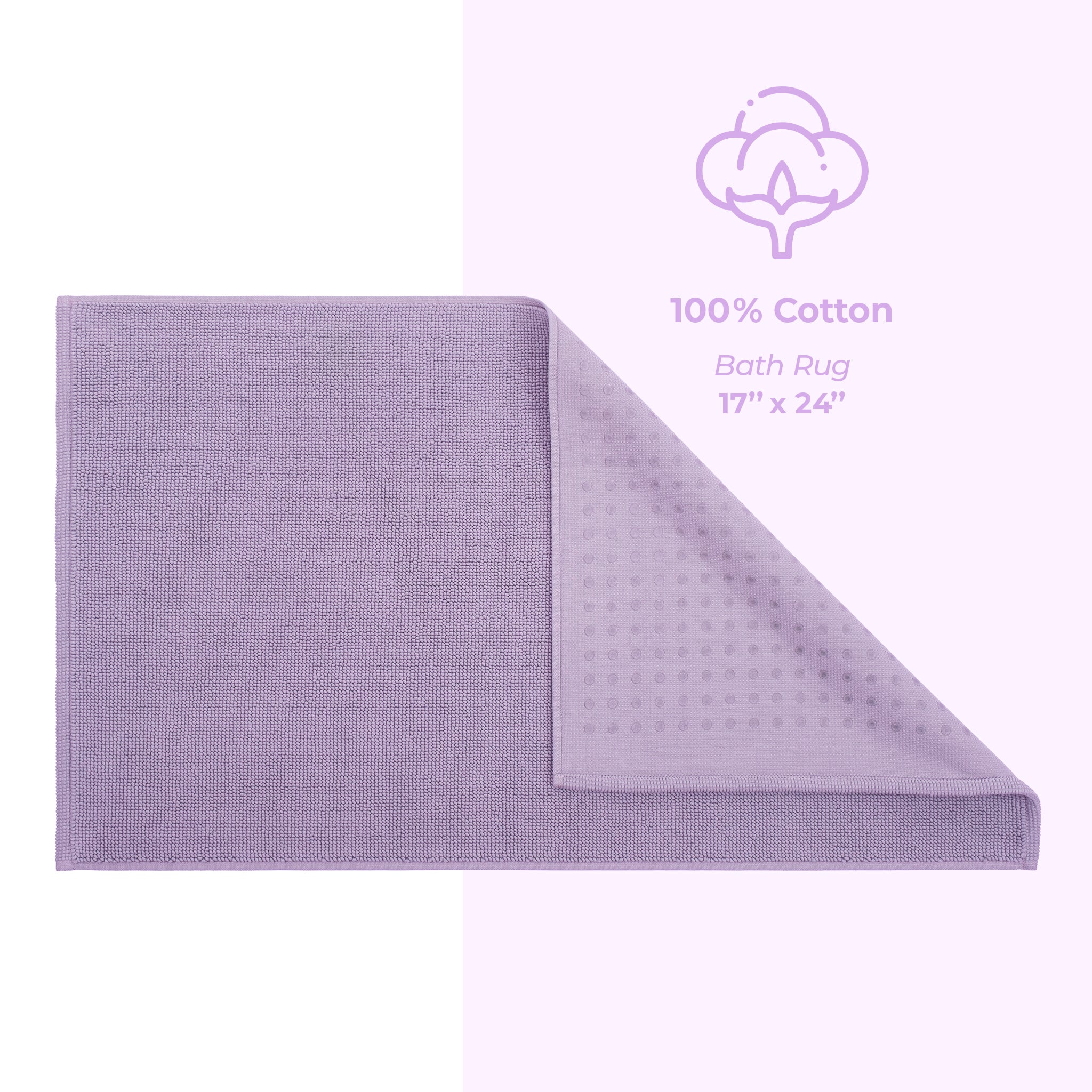 American Soft Linen 100% Cotton Bath Mat Rugs, 17x24 inches with Silicone Backing, Soft Absorbent Grip-Enhanced Bath Mats for Bathroom