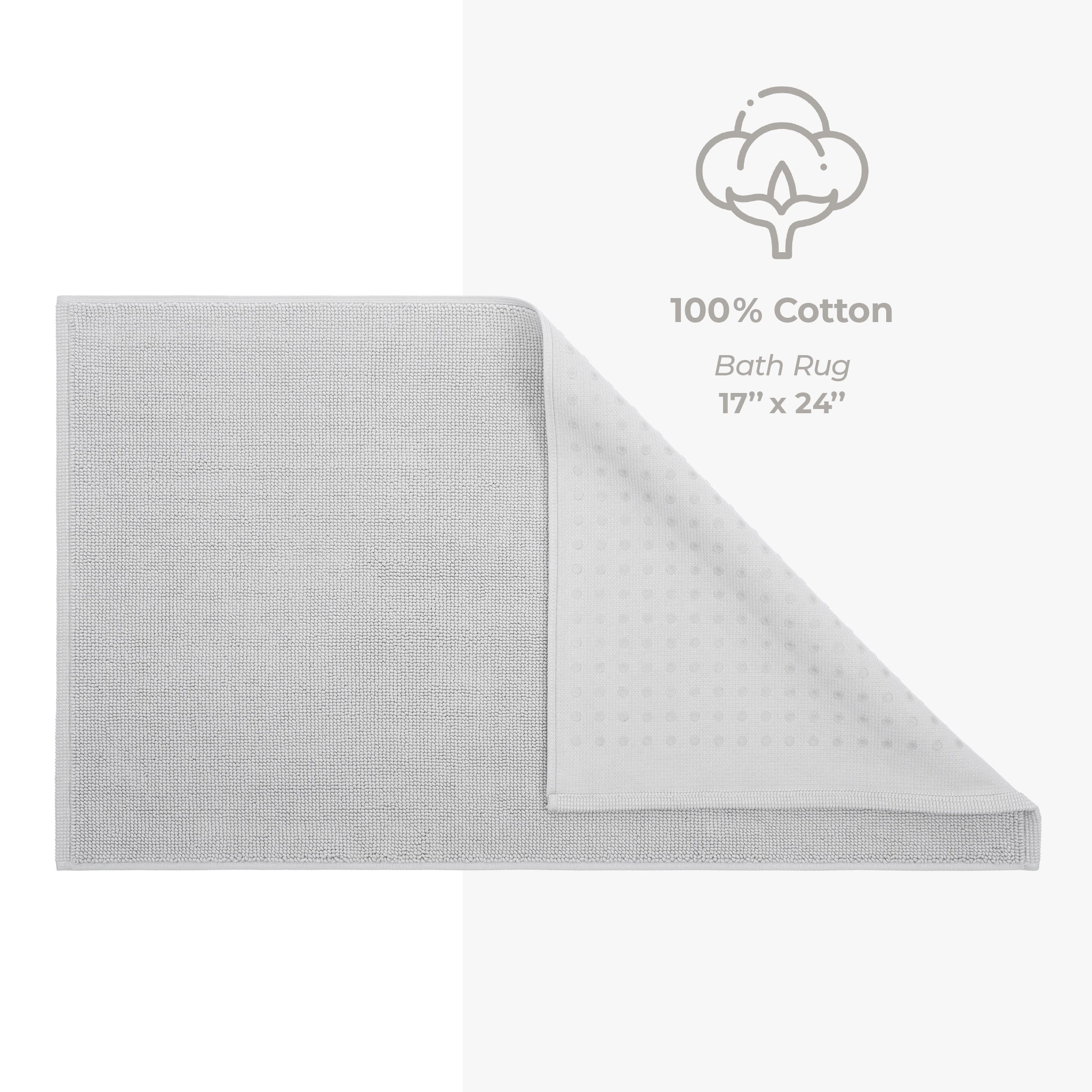 American Soft Linen 100% Cotton Bath Mat Rugs, 17x24 inches with Silicone Backing, Soft Absorbent Grip-Enhanced Bath Mats for Bathroom
