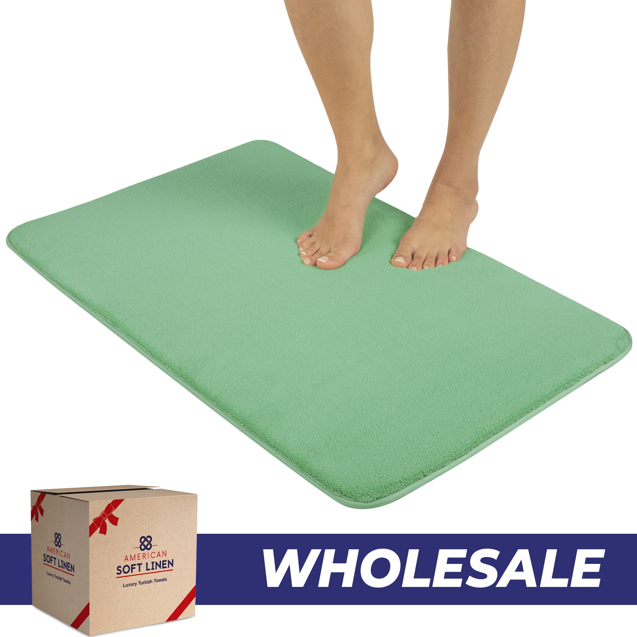 American Soft Linen Fluffy Foamed Bath Rug, 21x32 inches Bath Rugs for Bathroom, 100% Polyester Upper Fluffy Surface and Slip Resistant Bottom Base - 18 Set Case Pack