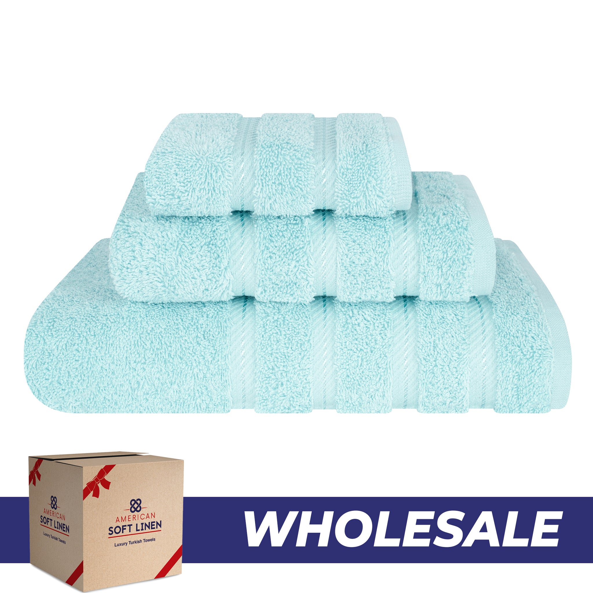 3 Piece 100% Cotton Extra Fluffy and Soft Luxury Turkish Towel Set with 20 Different Colors - 20 Set Case Pack