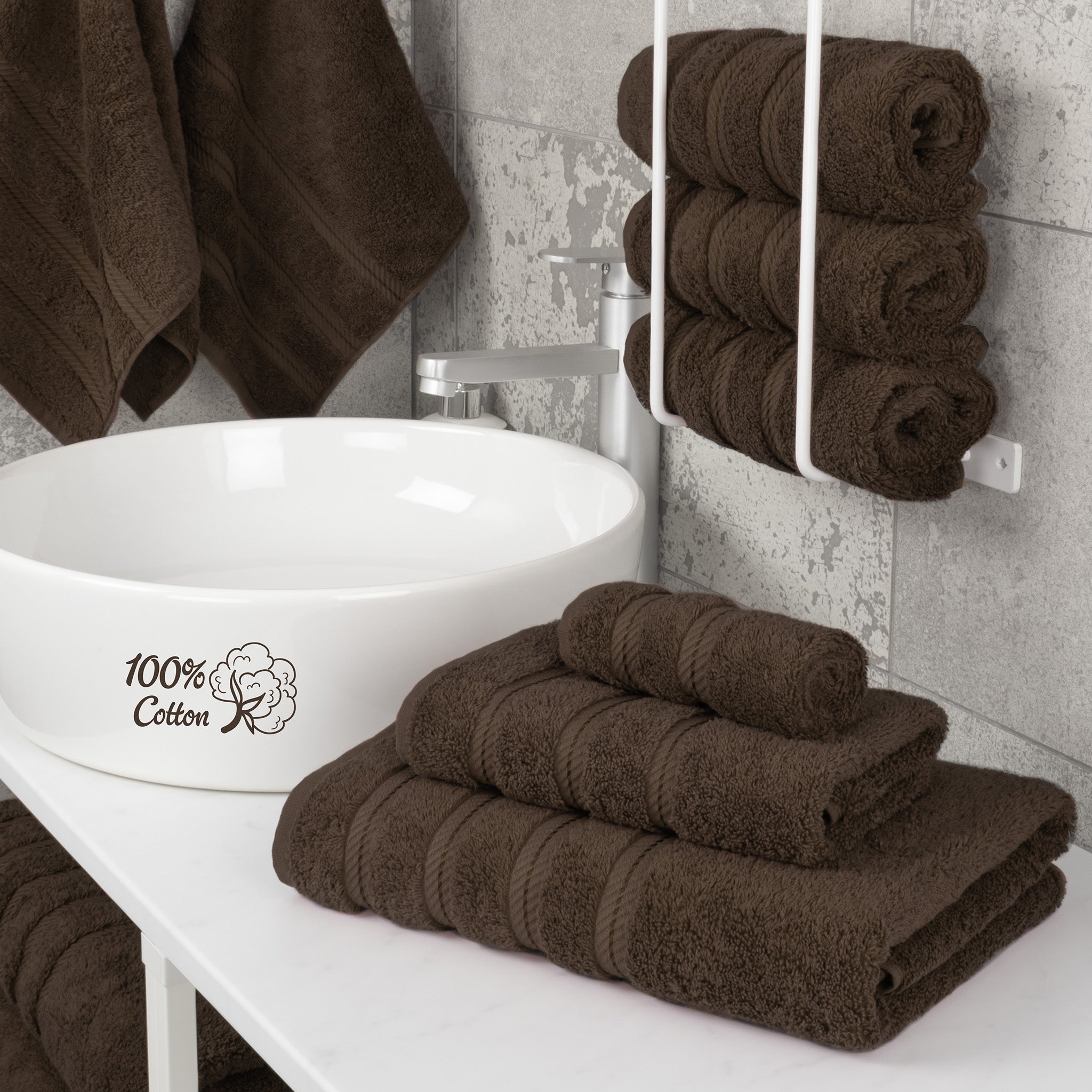 American Soft Linen 3 Piece Best Bath Towels Set 100% Cotton Turkish Towels with 20 Different Colors Chocolate-Brown-2