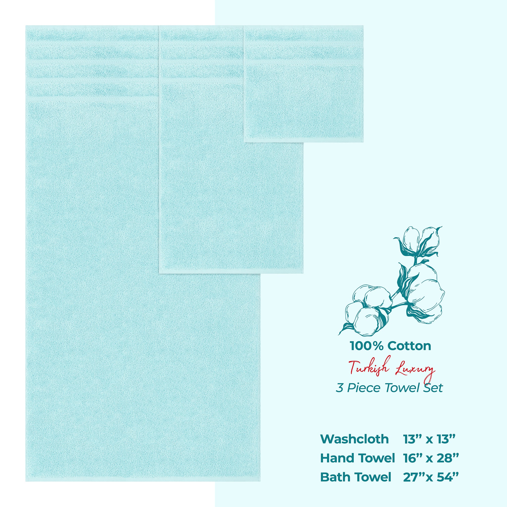 American Soft Linen 3 Piece 100% Cotton Extra Fluffy and Soft, Luxury Turkish Towel Set with 20 Different Colors