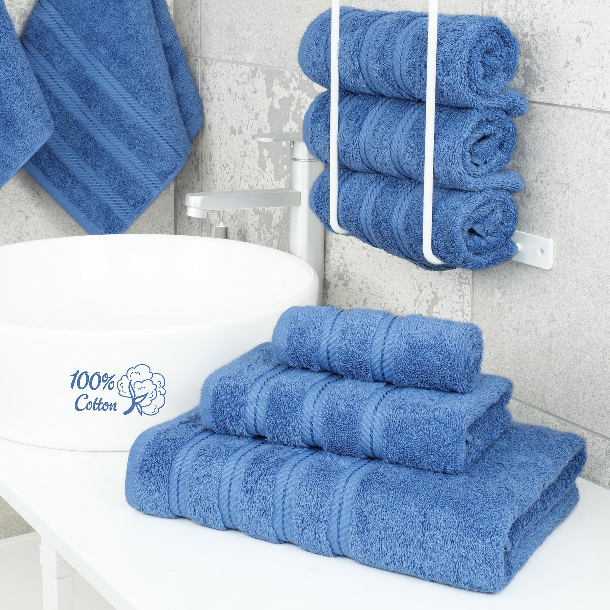 American Soft Linen 3 Piece Best Bath Towels Set 100% Cotton Turkish Towels with 20 Different Colors Electric-Blue-2