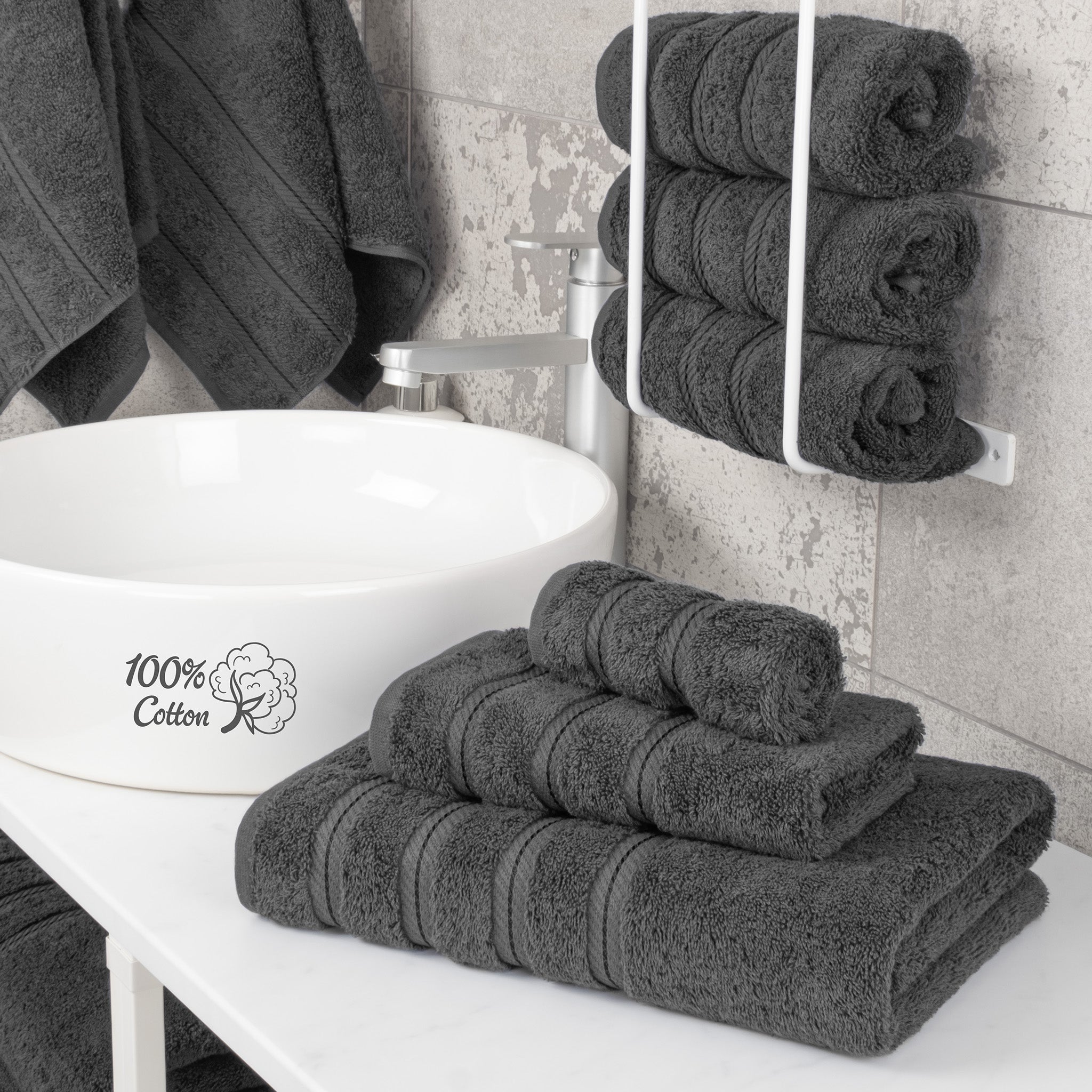 American Soft Linen 3 Piece Best Bath Towels Set 100% Cotton Turkish Towels with 20 Different Colors Gray-2