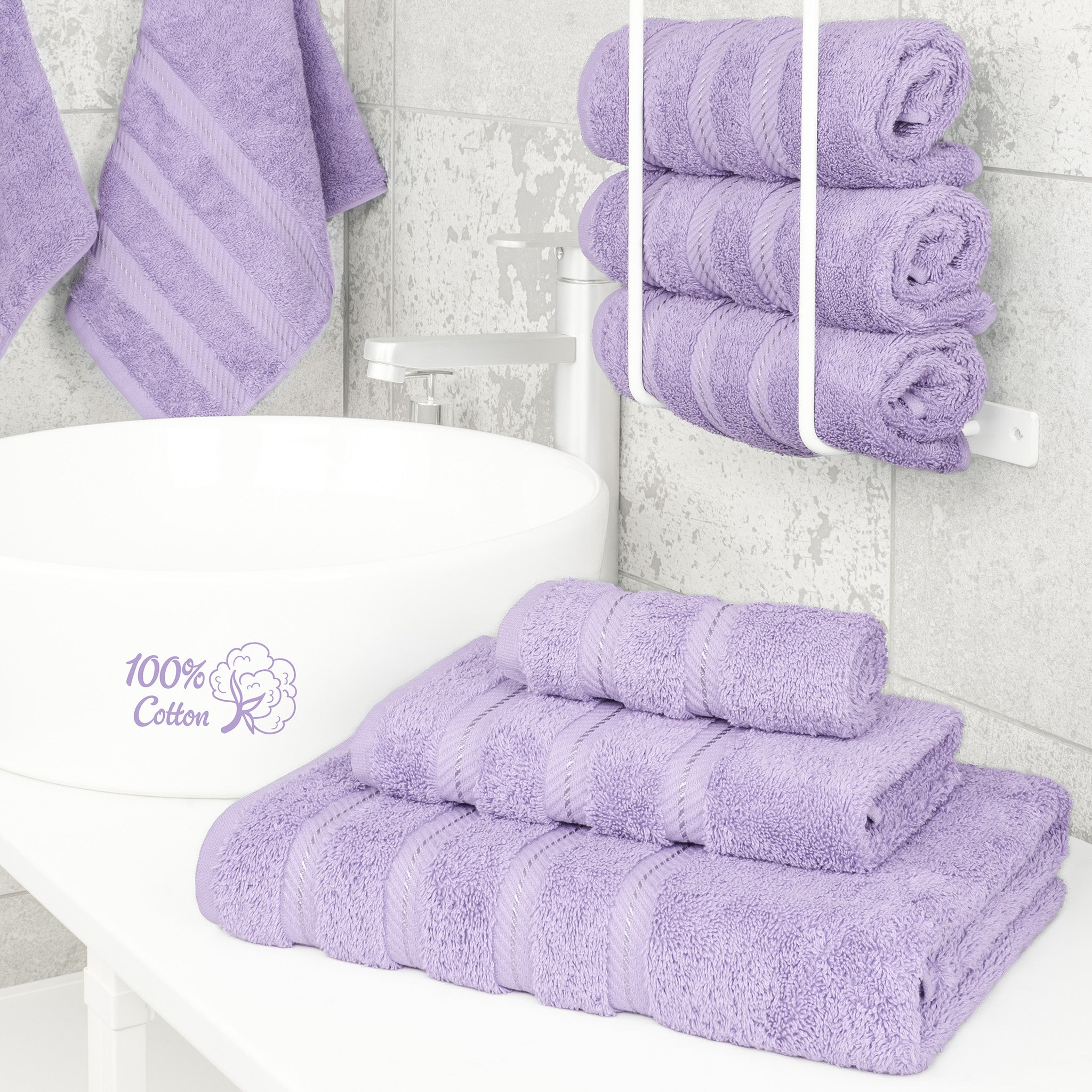 American Soft Linen 3 Piece Best Bath Towels Set 100% Cotton Turkish Towels with 20 Different Colors Lilac-2