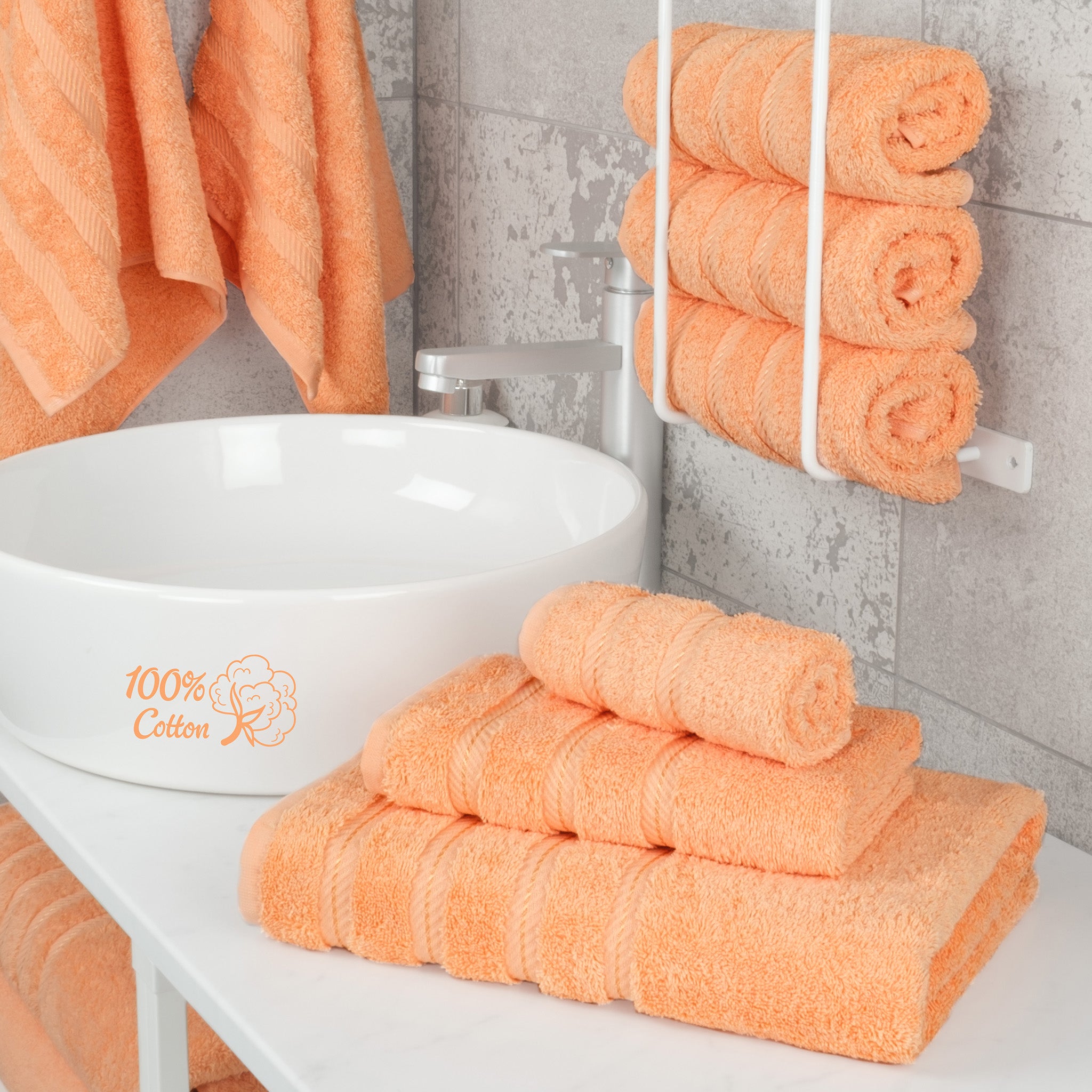 American Soft Linen 3 Piece Best Bath Towels Set 100% Cotton Turkish Towels with 20 Different Colors Malibu-Peach-2