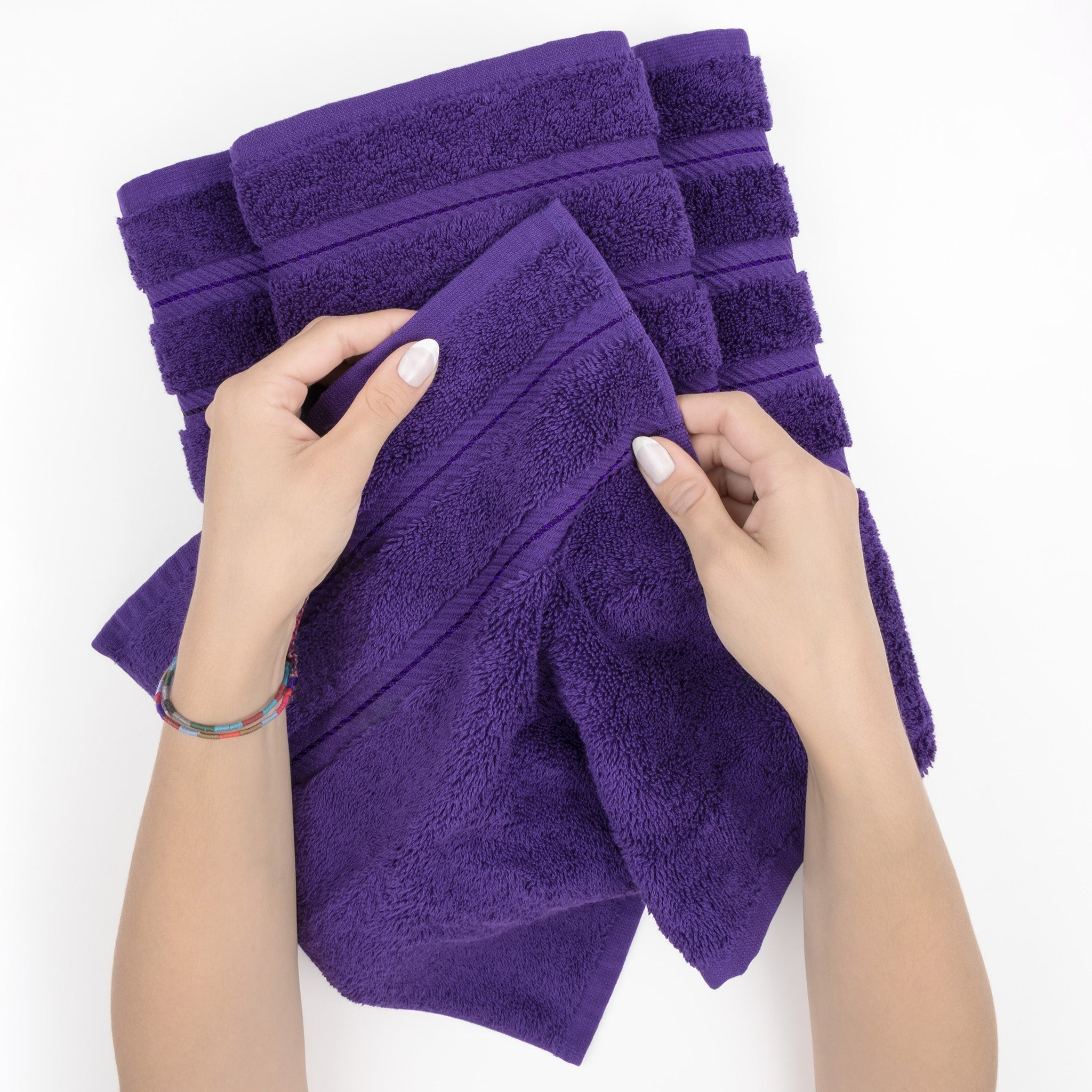 American Soft Linen 3 Piece Best Bath Towels Set 100% Cotton Turkish Towels with 20 Different Colors Purple-5