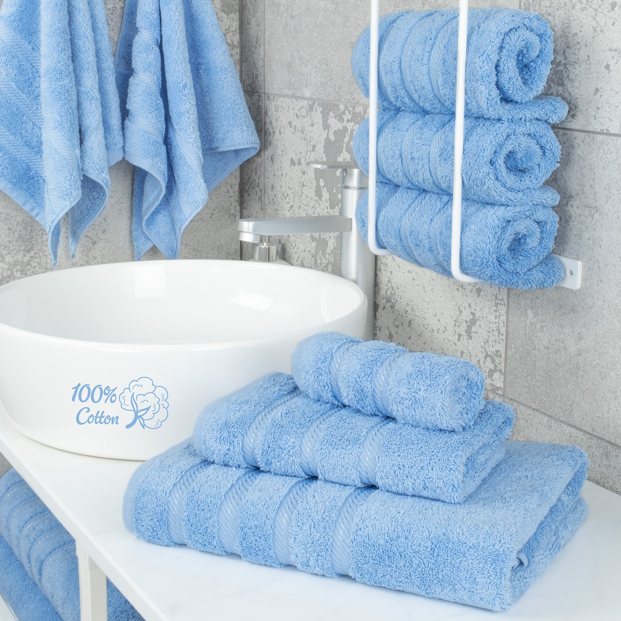 American Soft Linen 3 Piece Best Bath Towels Set 100% Cotton Turkish Towels with 20 Different Colors Sky-Blue-2