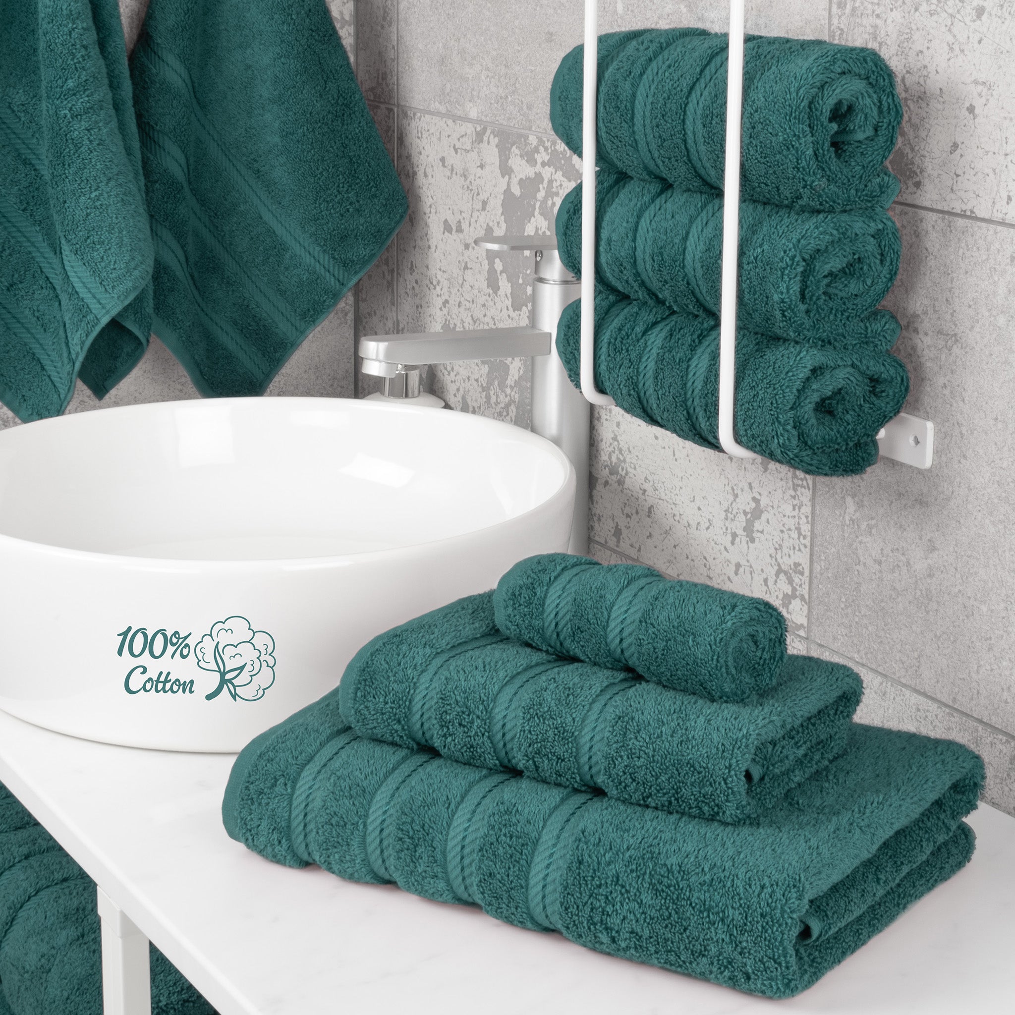 American Soft Linen 3 Piece Best Bath Towels Set 100% Cotton Turkish Towels with 20 Different Colors Teal-2