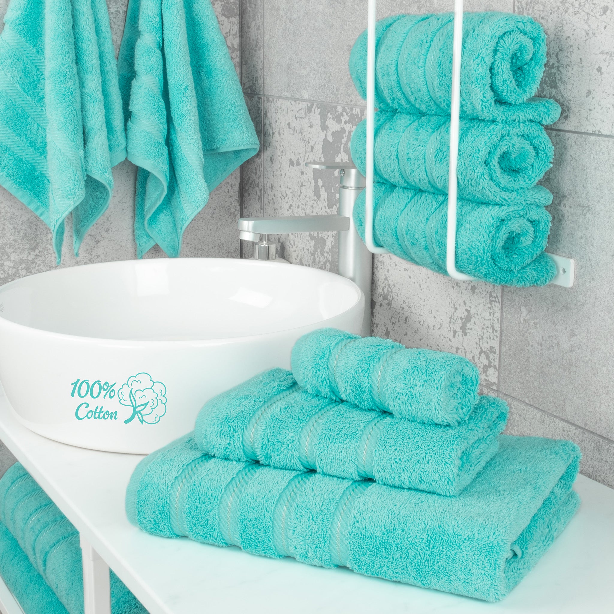 American Soft Linen 3 Piece Best Bath Towels Set 100% Cotton Turkish Towels with 20 Different Colors Turquoise-Blue-2