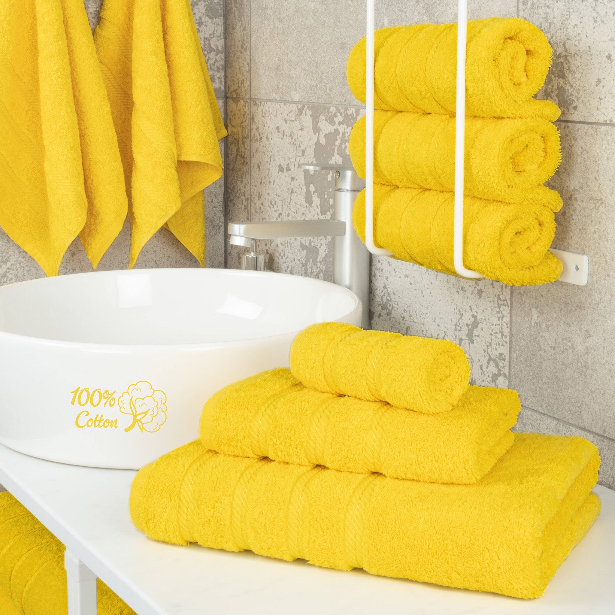 American Soft Linen 3 Piece Best Bath Towels Set 100% Cotton Turkish Towels with 20 Different Colors Yellow-2