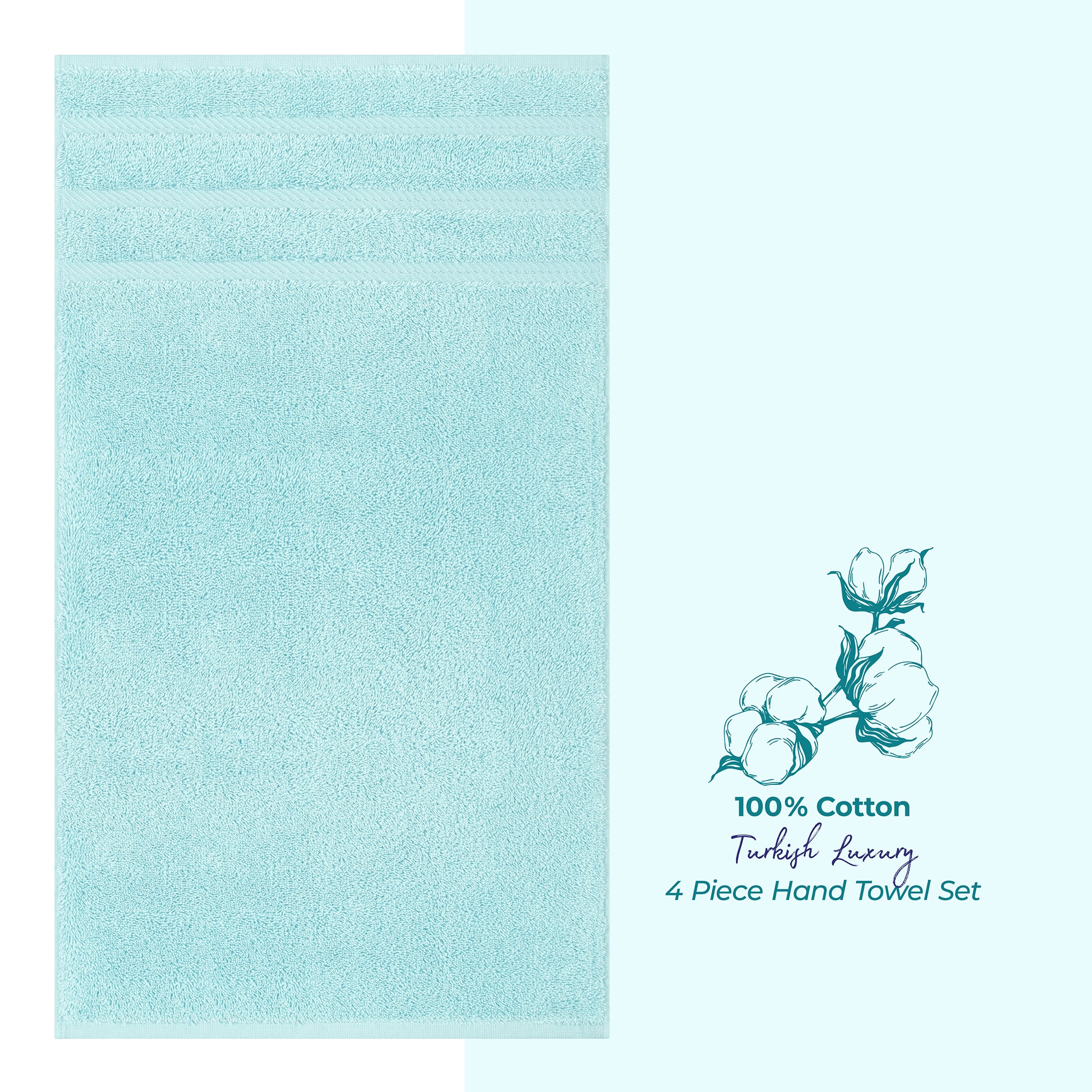 American Soft Linen 100%  Cotton Turkish Towels, 4 Pack Hand Towel Set, Super Soft, Absorbent, Quick Dry Premium Towels