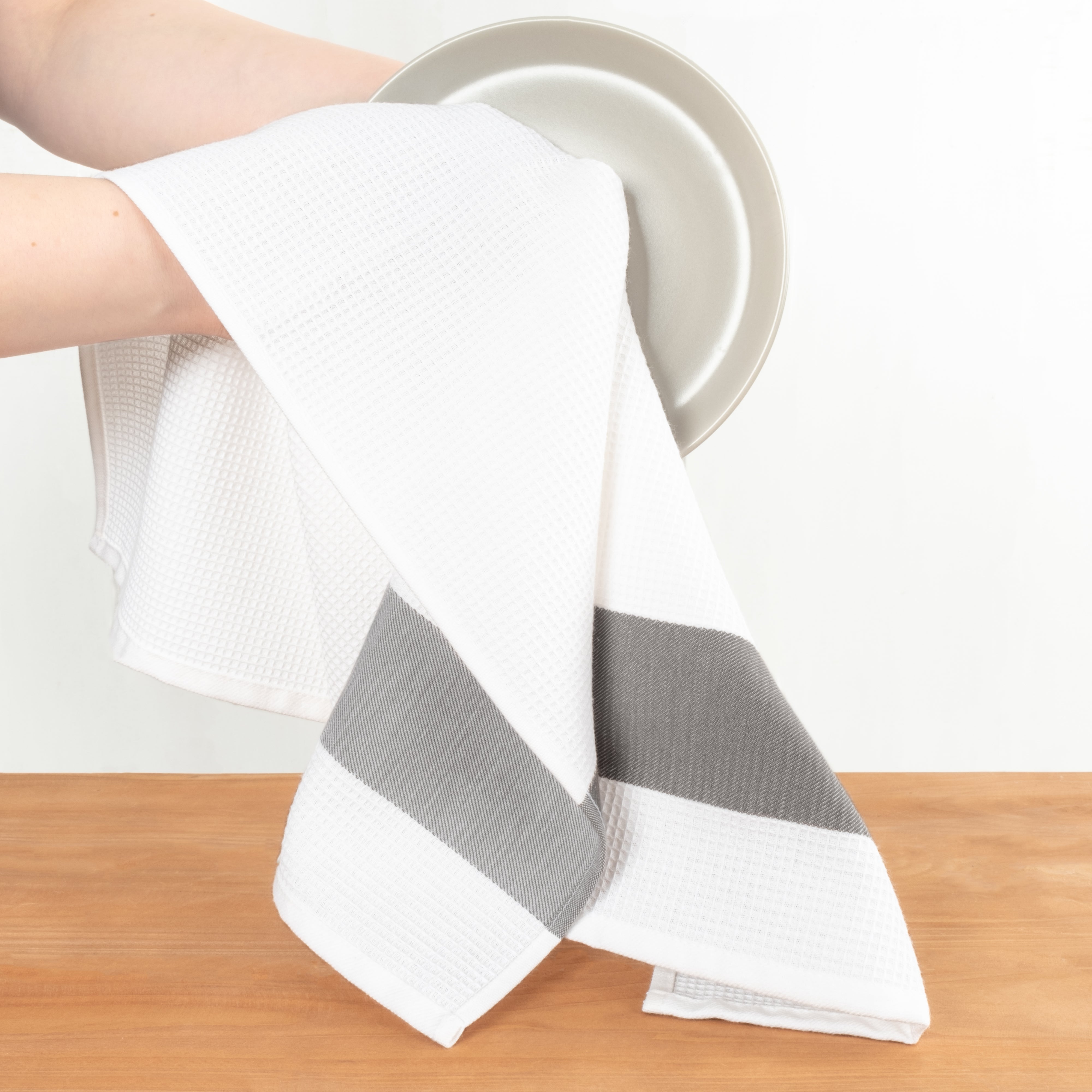 American Soft Linen 4 Packed Dish Towels, 100% Cotton Dish Cloths for Kitchen gray-2