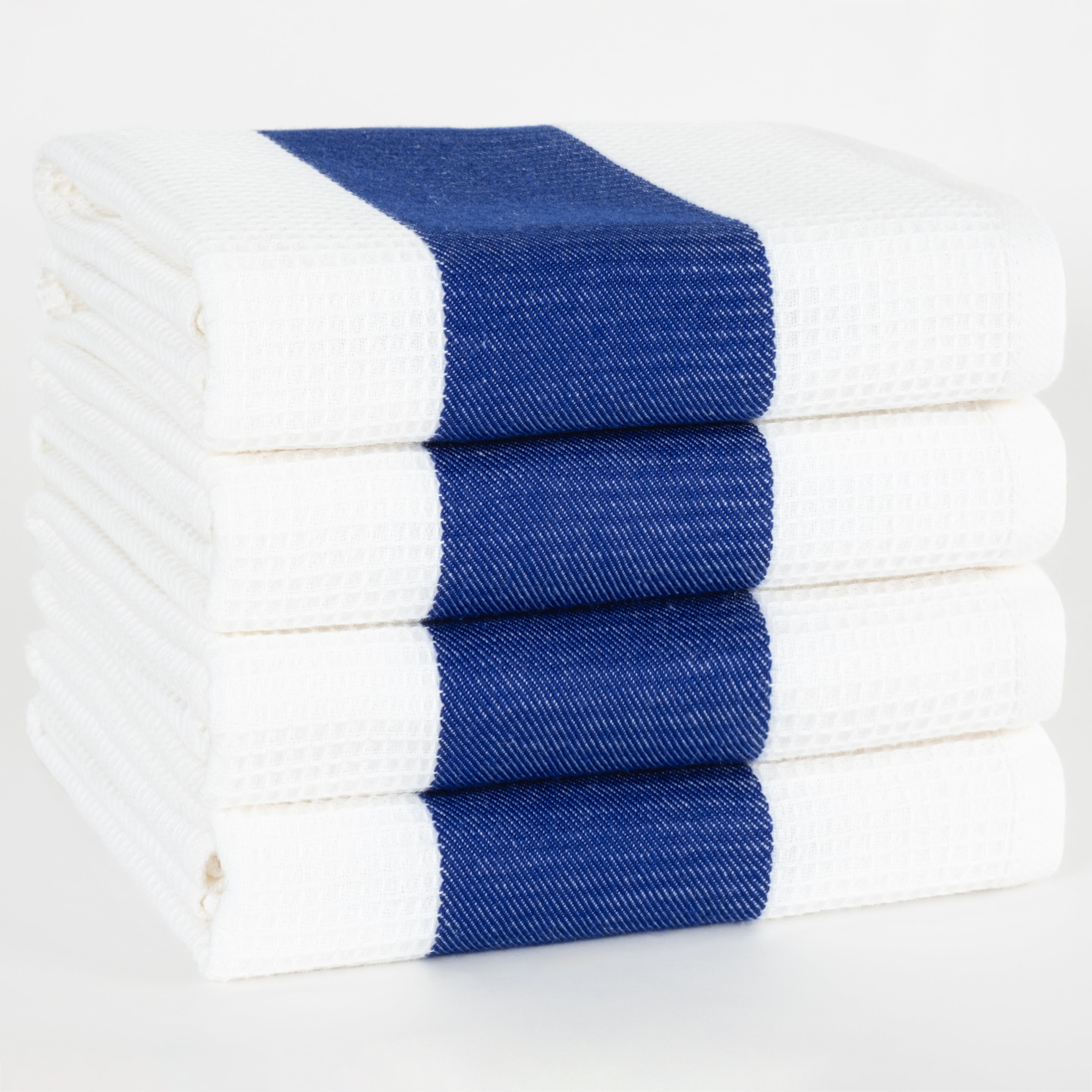 American Soft Linen 4 Packed Dish Towels, 100% Cotton Dish Cloths for Kitchen navy-blue-1