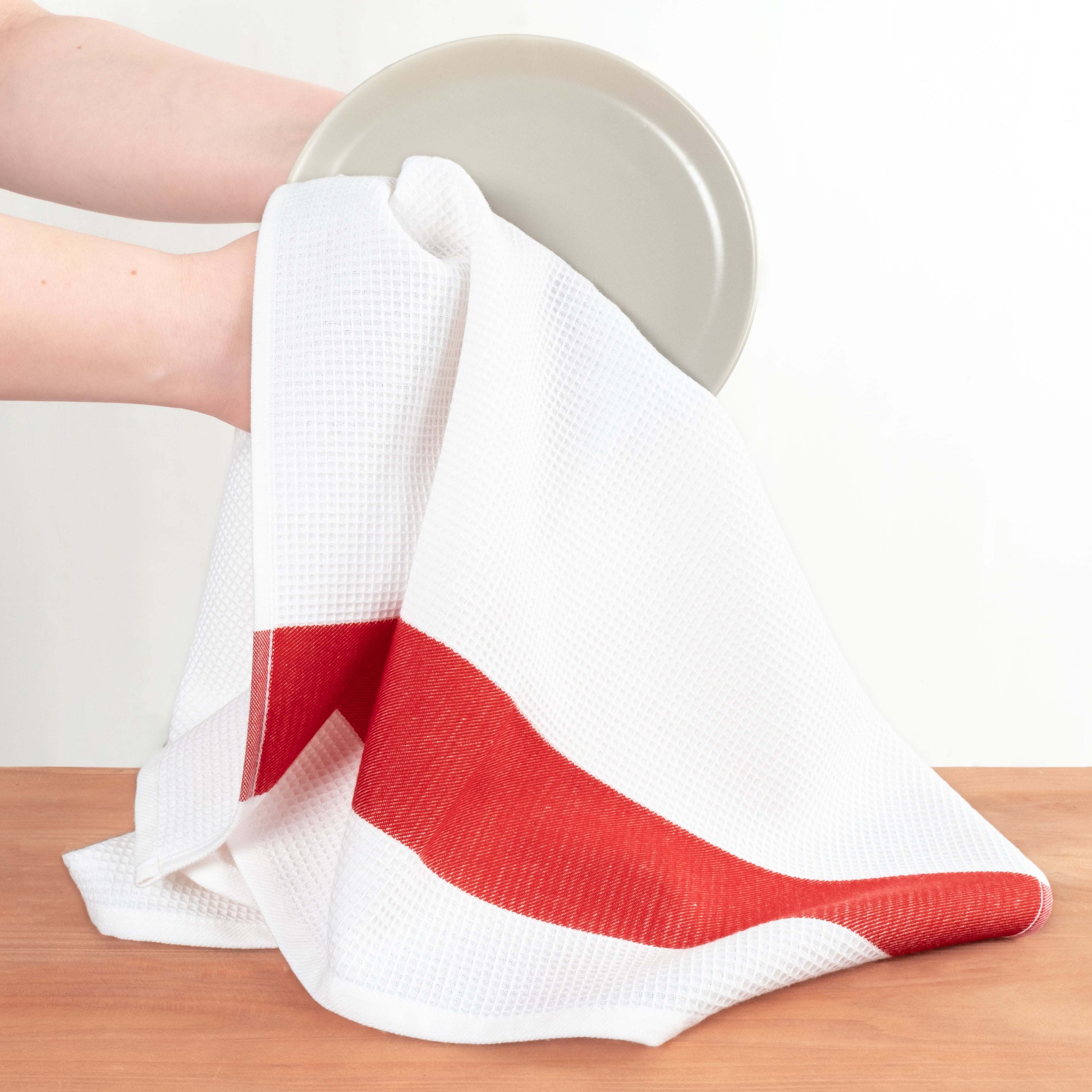 American Soft Linen 4 Packed Dish Towels, 100% Cotton Dish Cloths for Kitchen red-2