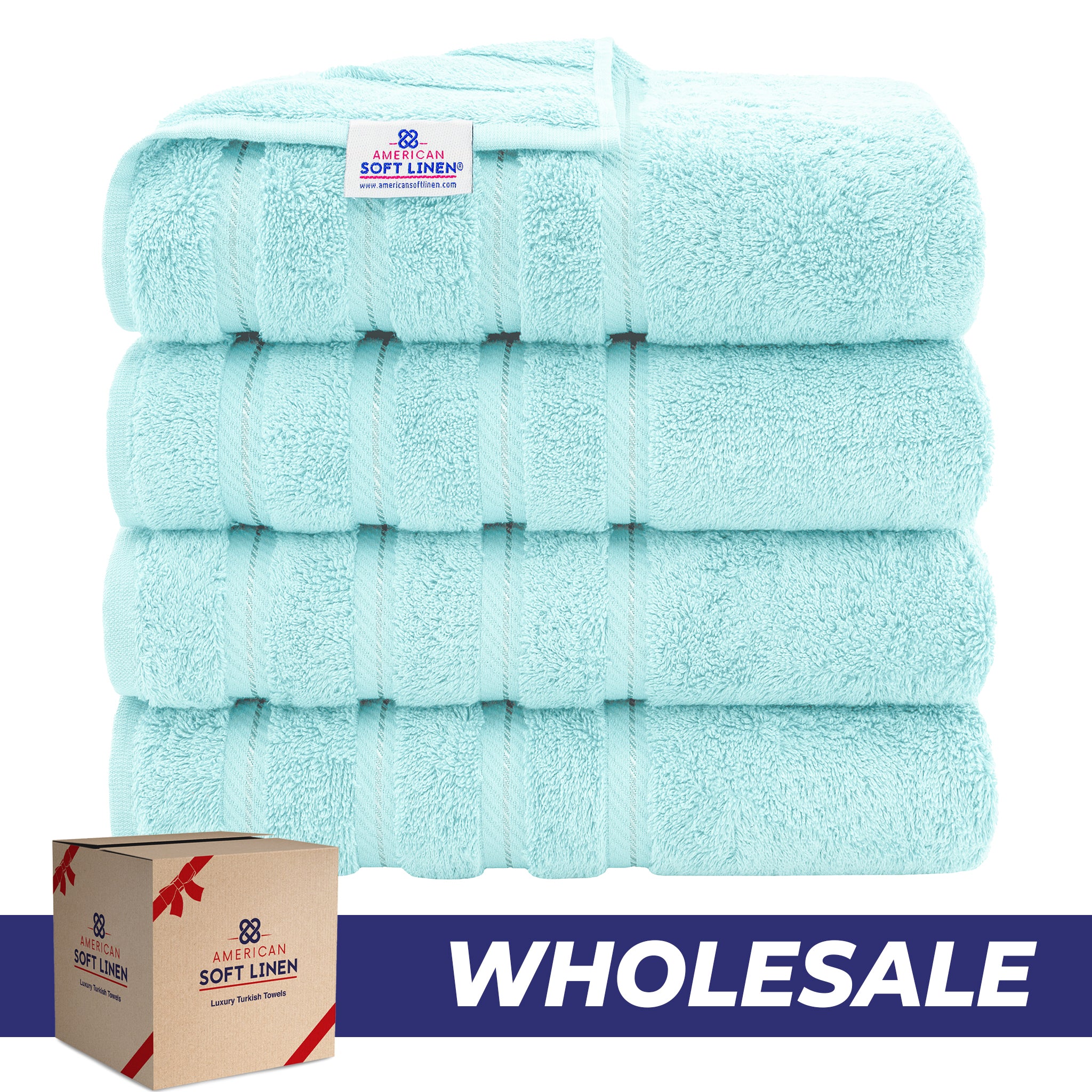 4 Piece 100% Cotton Turkish Bath Towel - 6 Set Case Pack